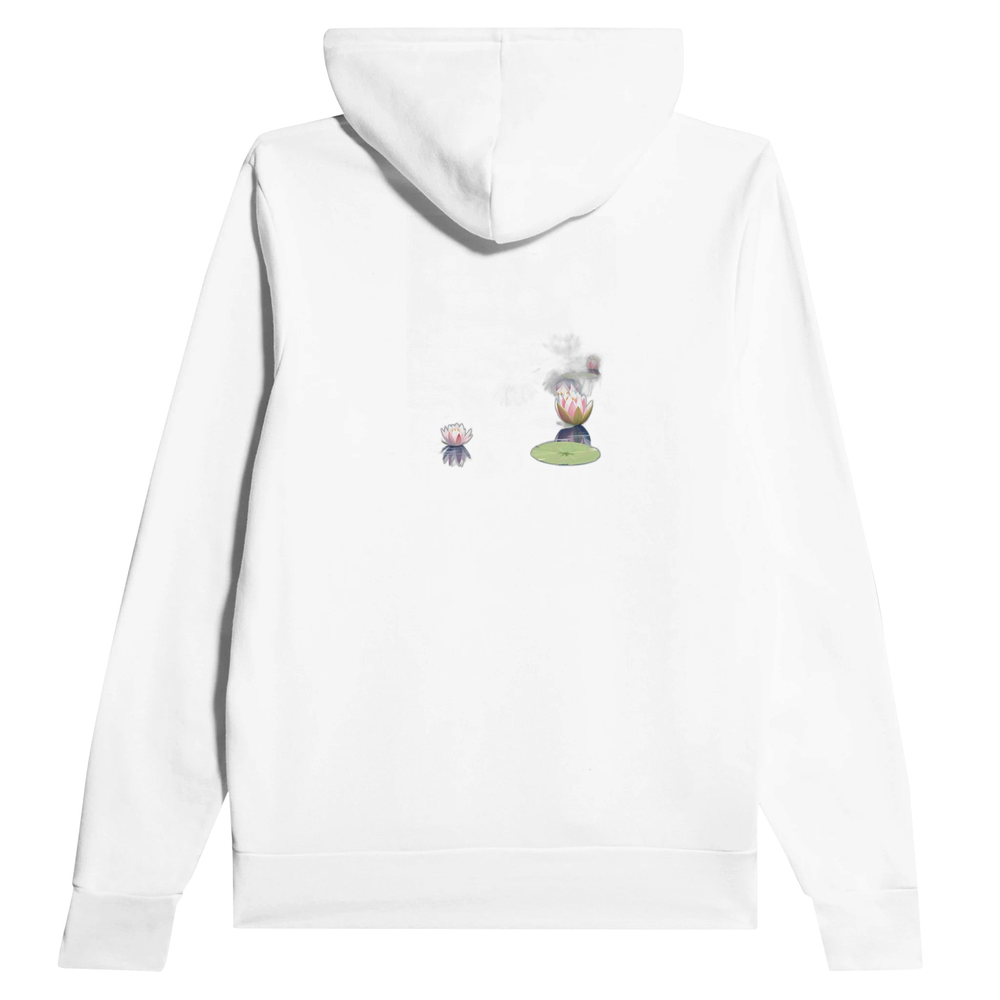 Water Lily Dragonfly Village Pond Hoodie Pullover Unisex Cotton UK Hoodie — detail view | Wild Thread Co