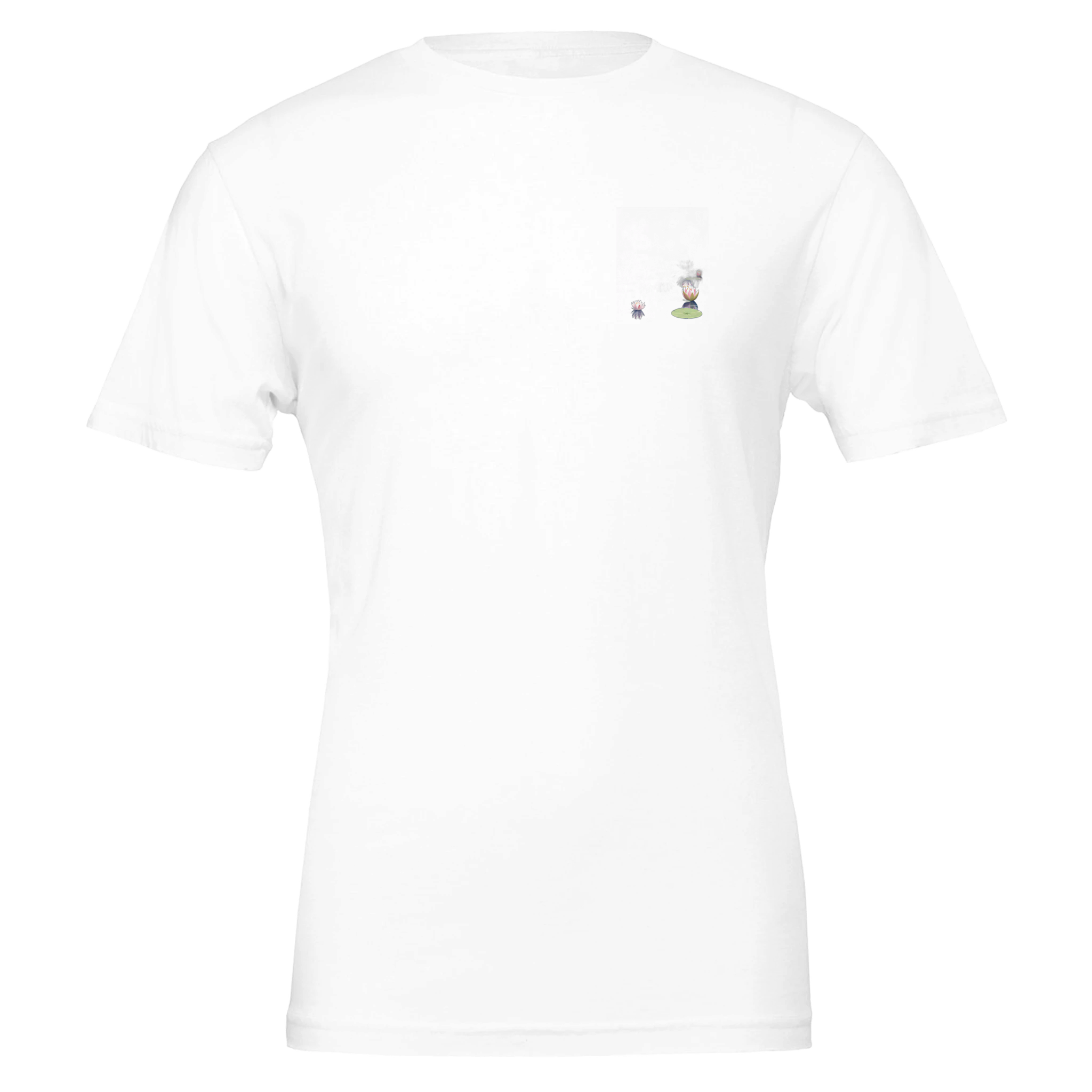Water Lily Dragonfly Village Pond T-Shirt Unisex Cotton Tee UK T-Shirt — detail view | Wild Thread Co