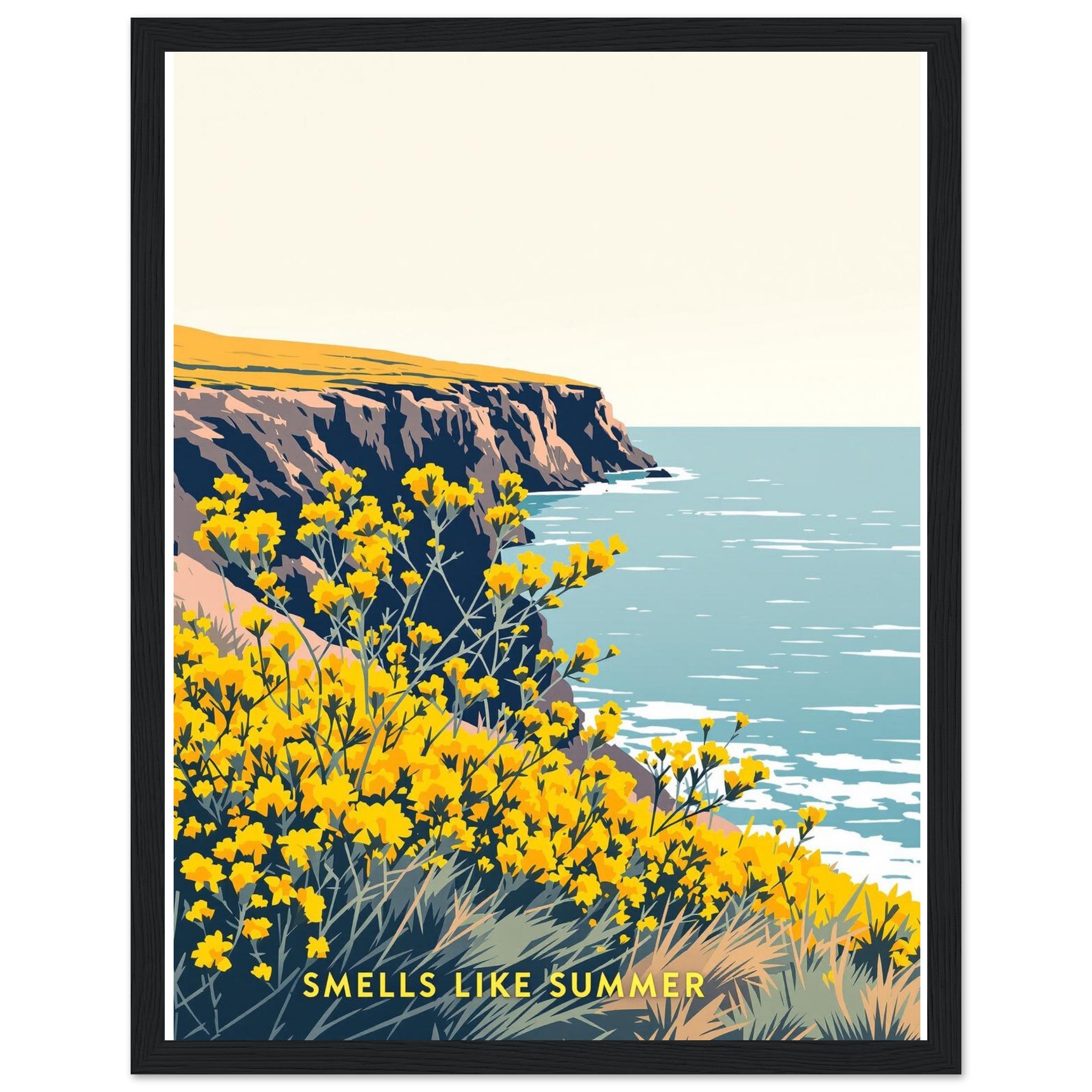 Gorse Coastal Moor Yellow Framed Print Wall Art Ready to Hang UK — Framed Art Print | Wild Thread Co UK