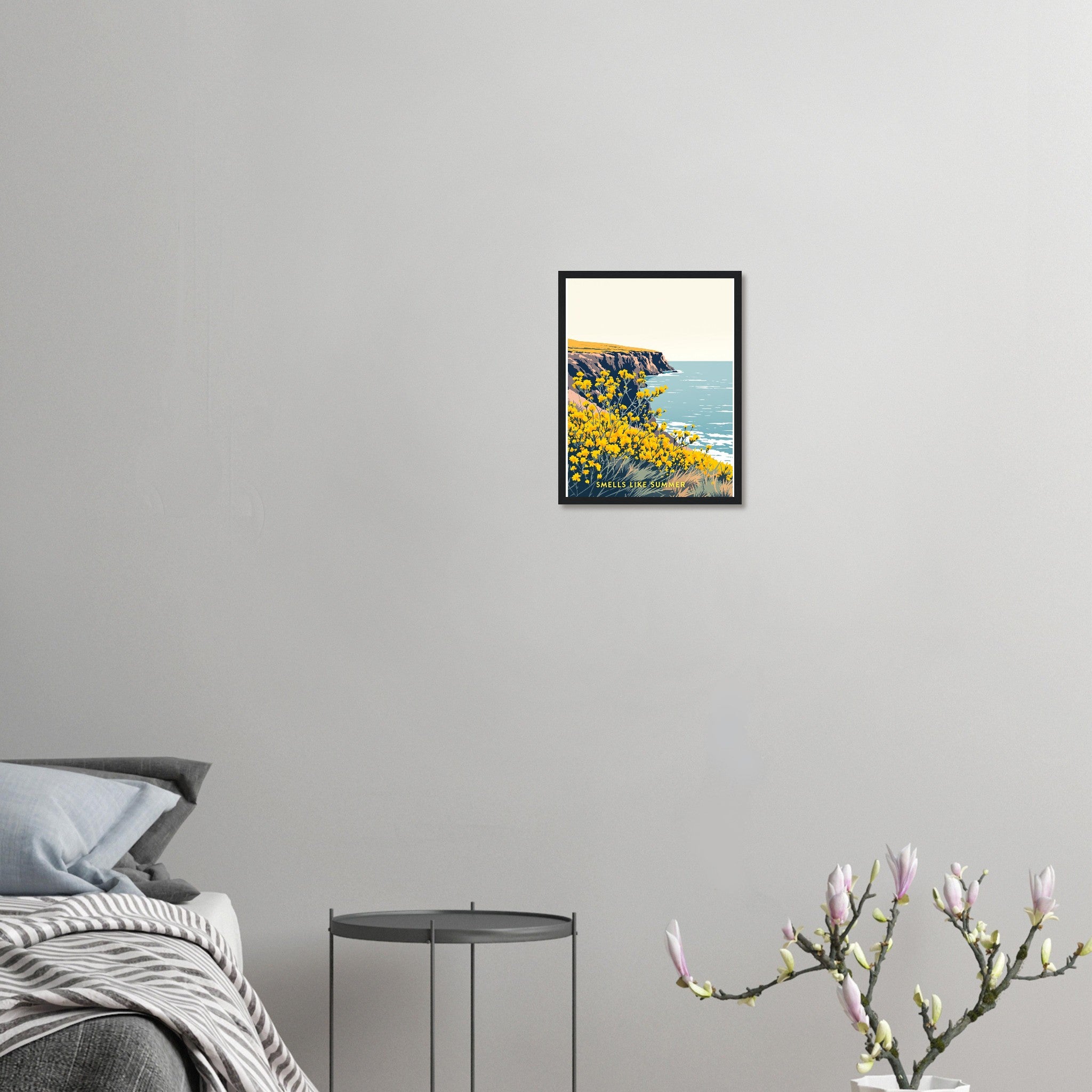 Gorse Coastal Moor Yellow Framed Print Wall Art Ready to Hang UK Framed Art Print — detail view | Wild Thread Co
