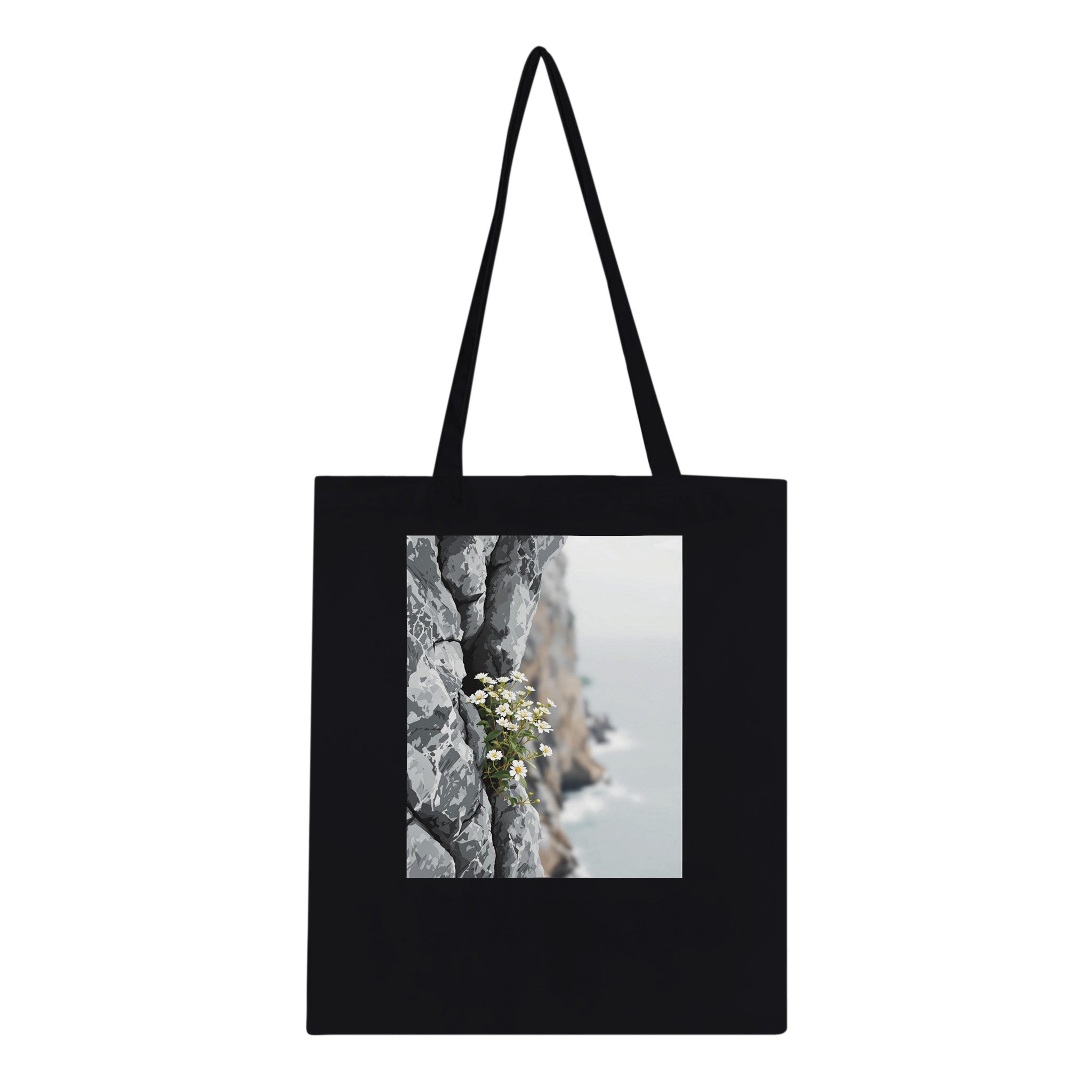 Sea Campion Cliff Crack Granite Cotton Shopper UK Tote Bag — detail view | Wild Thread Co