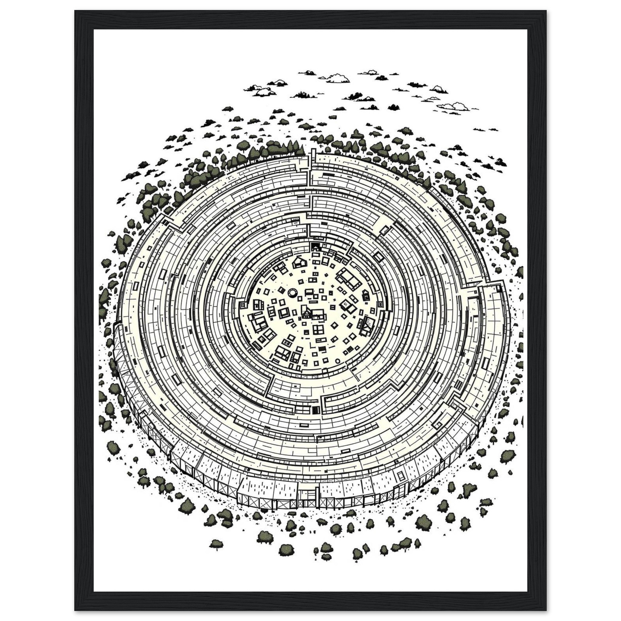 Iron Age Hill Fort Aerial Framed Print Wall Art Ready to Hang UK — Framed Art Print | Wild Thread Co UK
