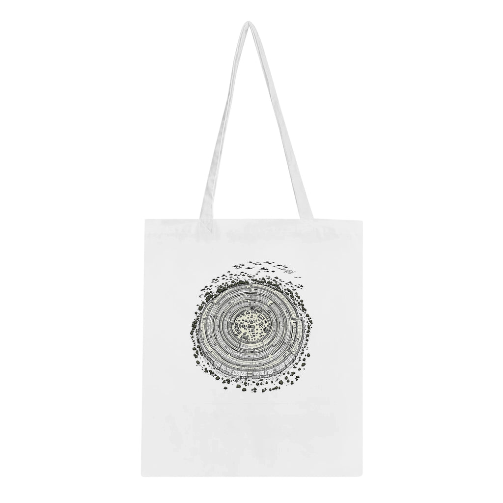 Iron Age Hill Fort Aerial Cotton Shopper UK Tote Bag UK Gift Tote Bag — detail view | Wild Thread Co