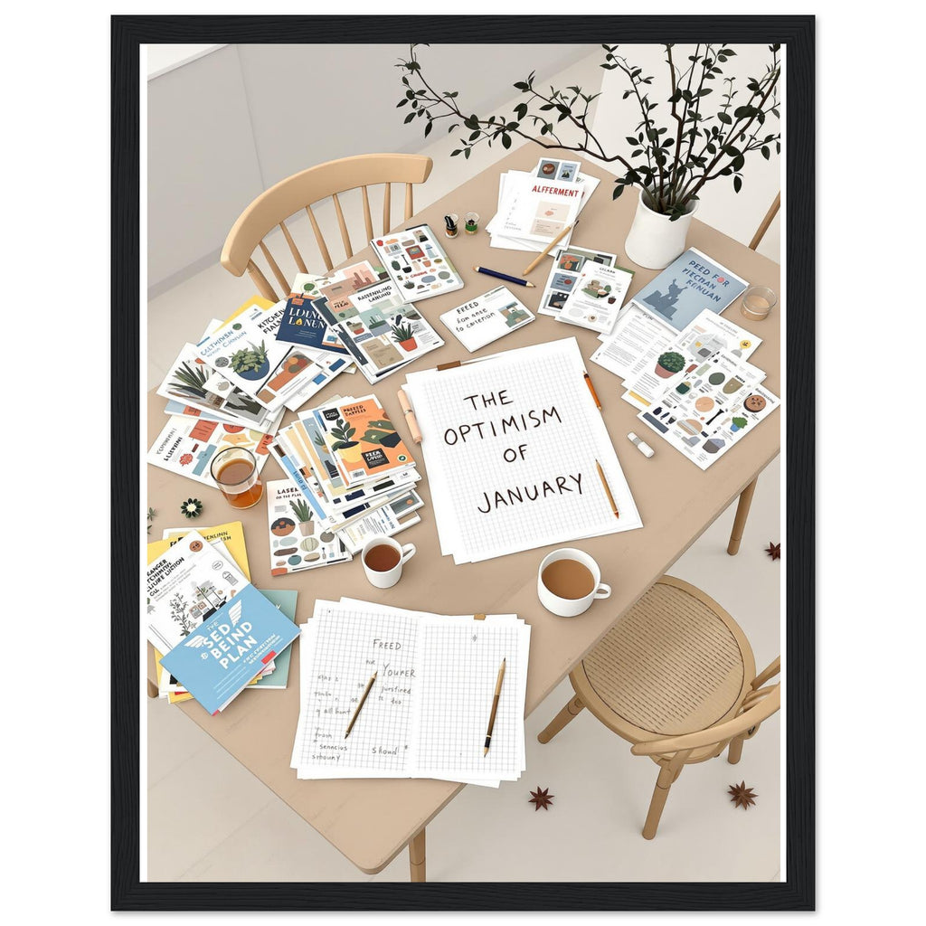 Allotment Winter Seed Catalogue Planning Framed Print Wall Art Ready — Framed Art Print | Wild Thread Co UK