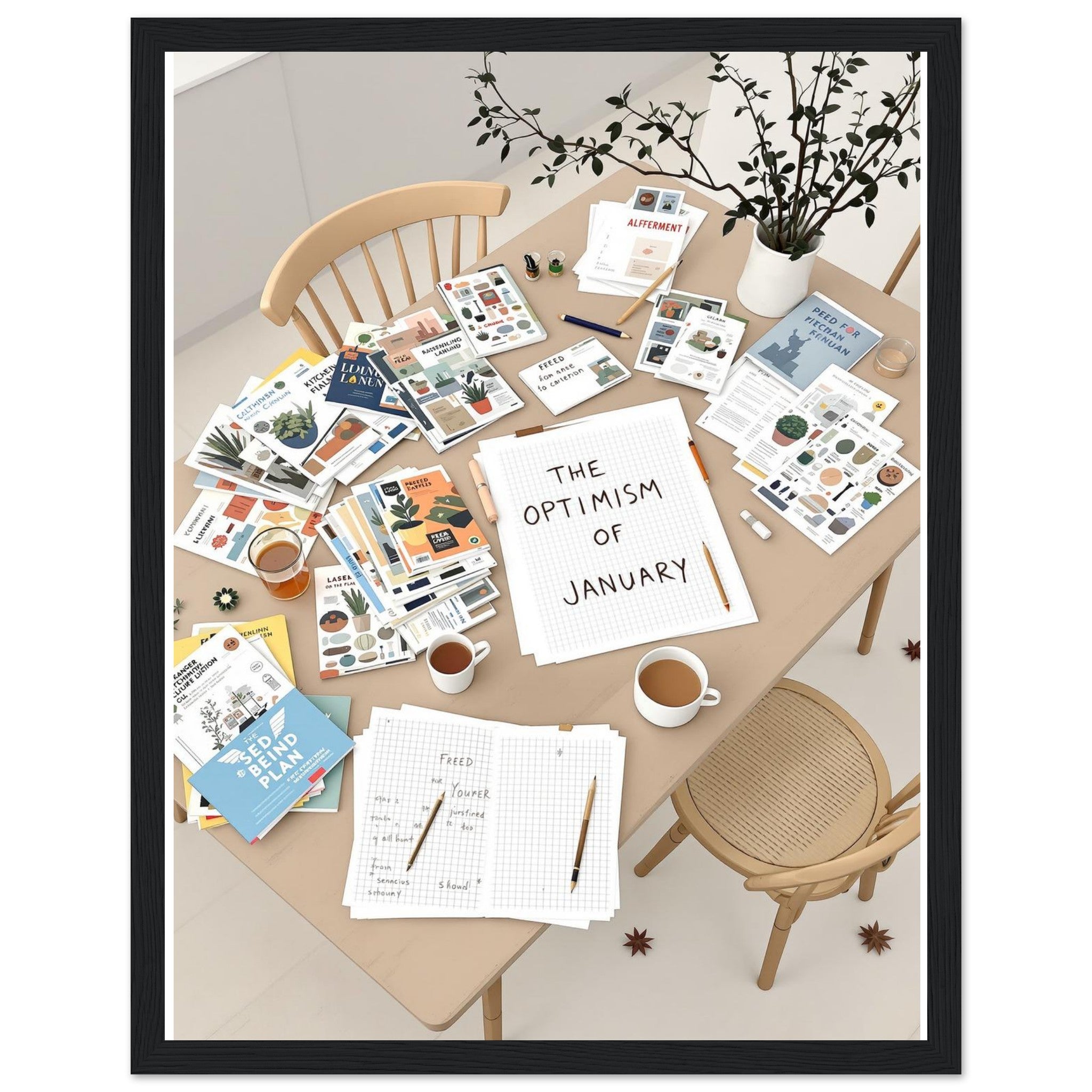 Allotment Winter Seed Catalogue Planning Framed Print Wall Art Ready — Framed Art Print | Wild Thread Co UK