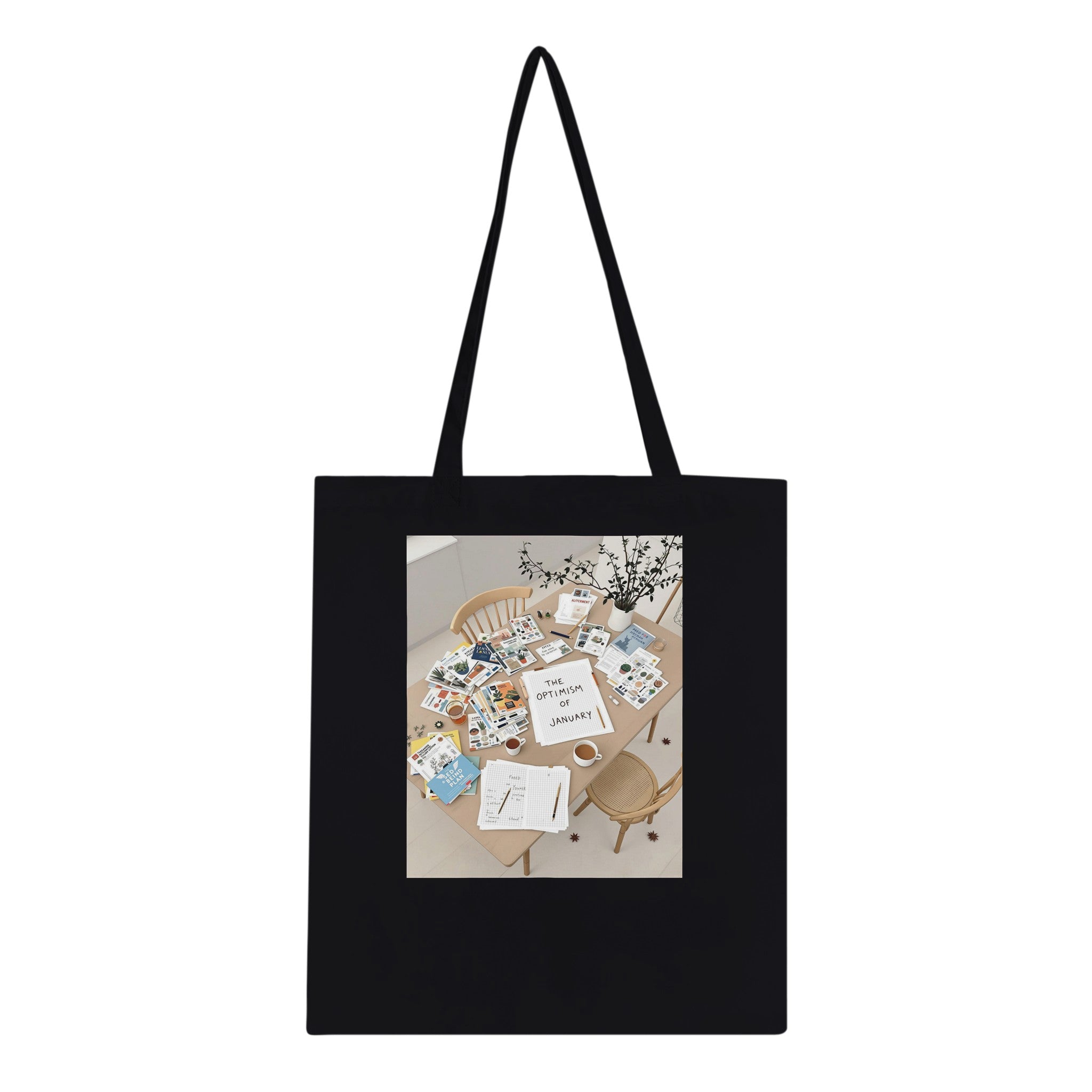 Allotment Winter Seed Catalogue Planning Cotton Shopper UK Gift Tote Tote Bag — detail view | Wild Thread Co