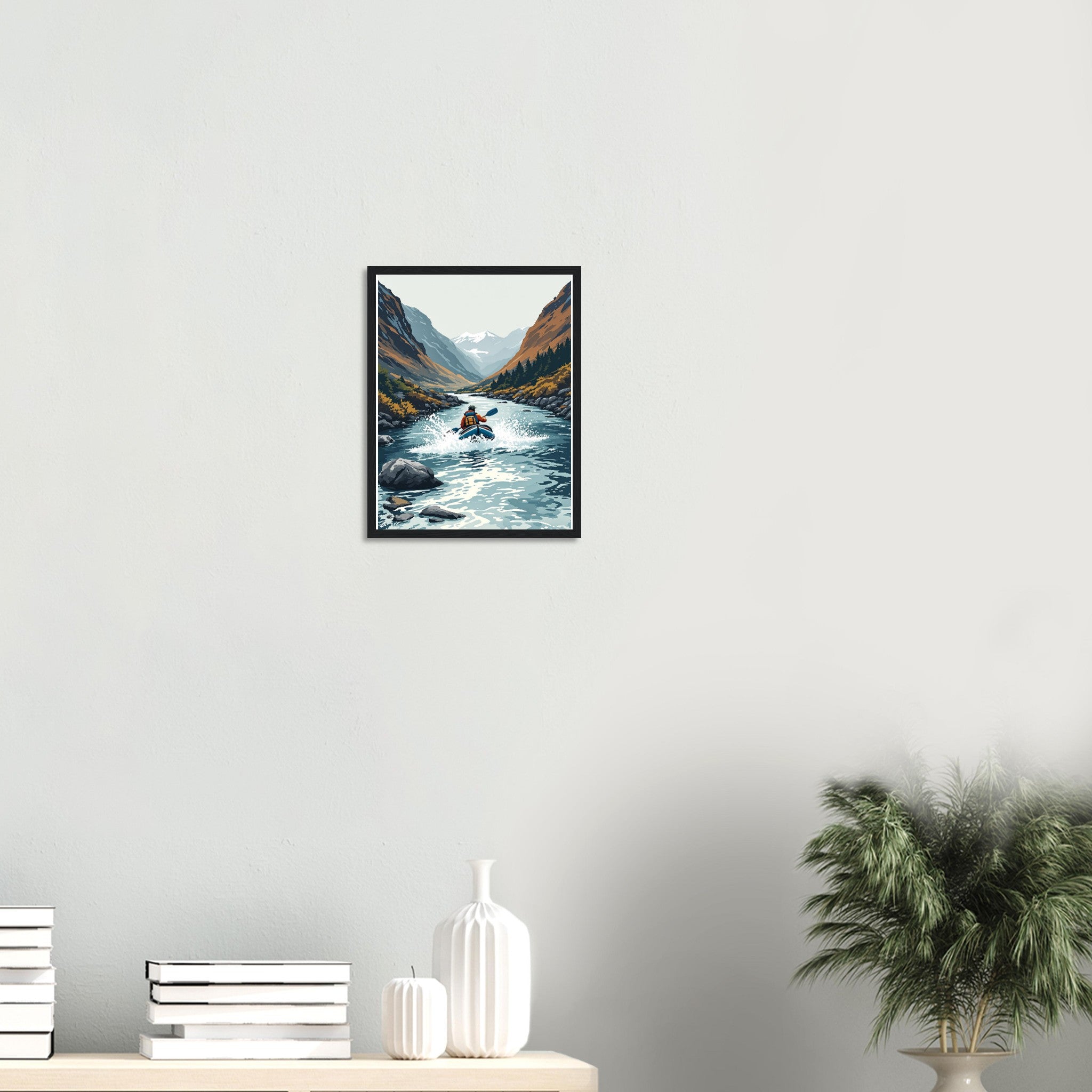 Packraft Scottish Wild River Remote Framed Print Wall Art Ready to Framed Art Print — detail view | Wild Thread Co