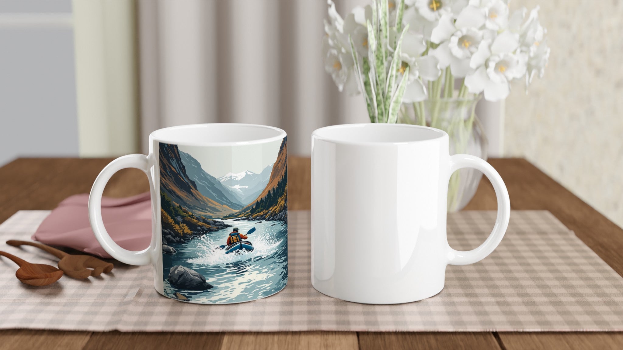 Packraft Scottish Wild River Remote Coffee Tea Ceramic 11oz Mug Ceram Mug — detail view | Wild Thread Co