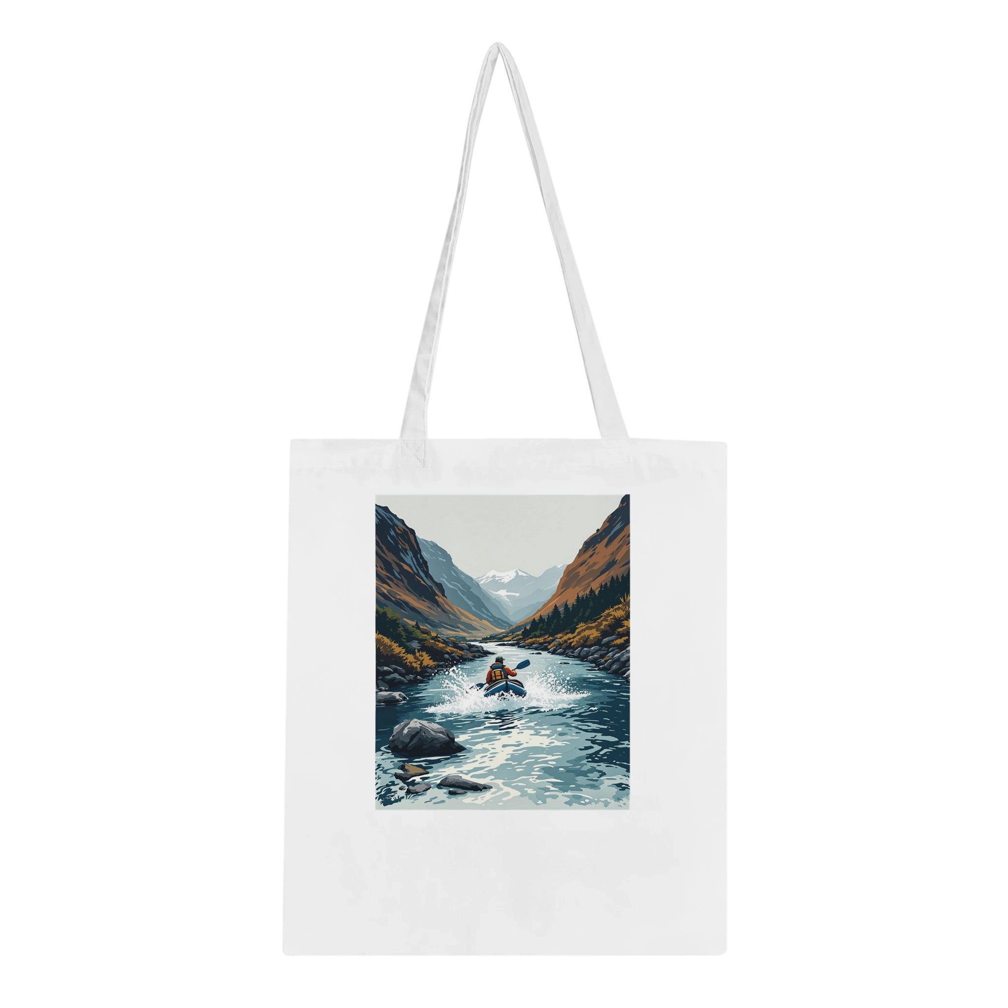 Packraft Scottish Wild River Remote Tote Bag Cotton Shopper UK Tote Bag — detail view | Wild Thread Co