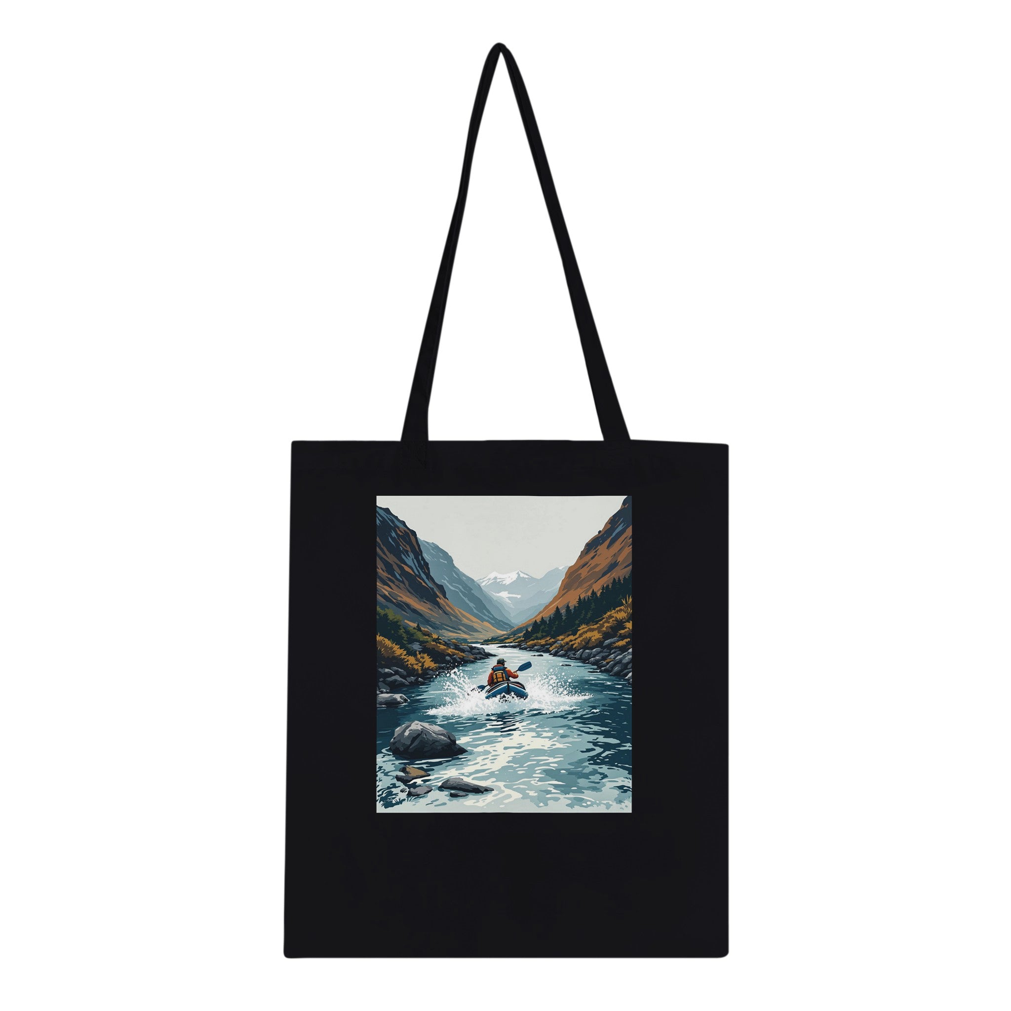 Packraft Scottish Wild River Remote Tote Bag Cotton Shopper UK Tote Bag — detail view | Wild Thread Co