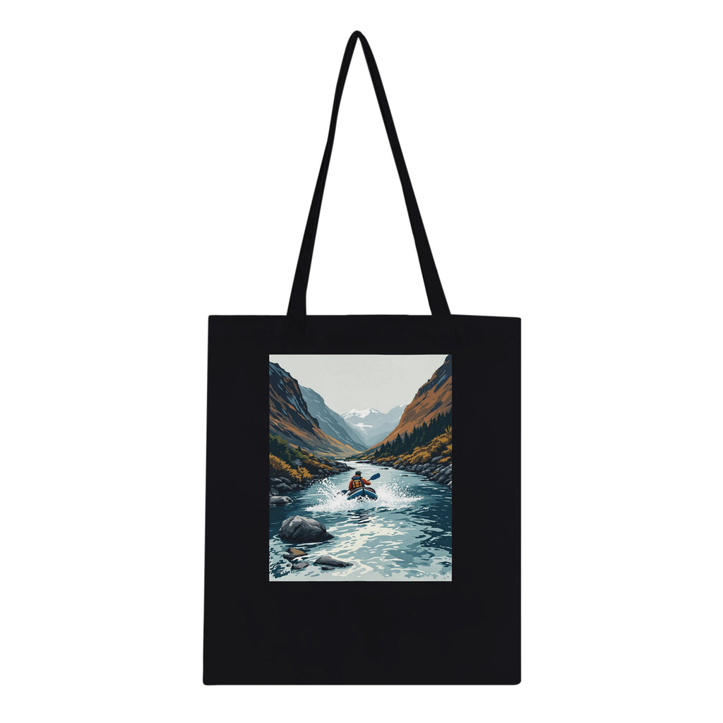 Packraft Scottish Wild River Remote Tote Bag Cotton Shopper UK Tote Bag — detail view | Wild Thread Co