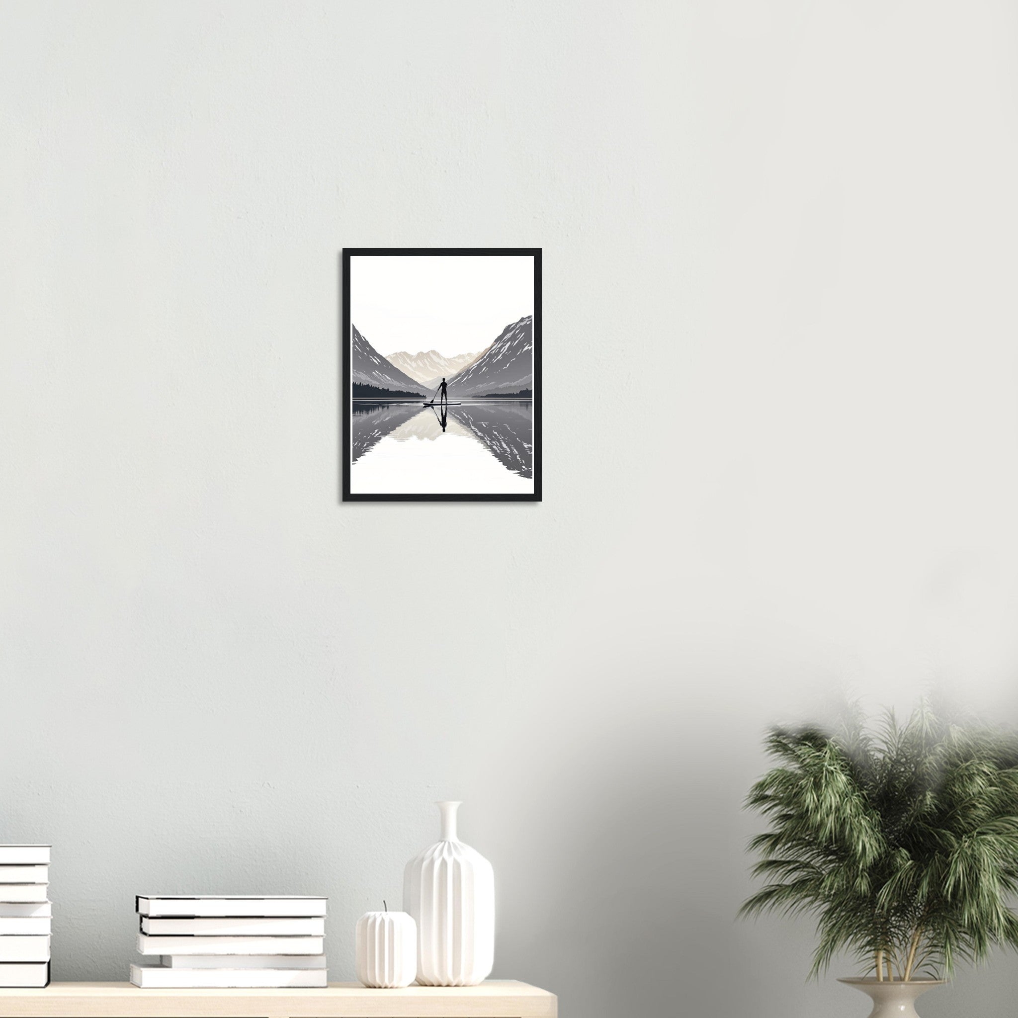 Canal Paddleboard Loch Reflection Dawn Framed Print Wall Art Ready to Framed Art Print — detail view | Wild Thread Co