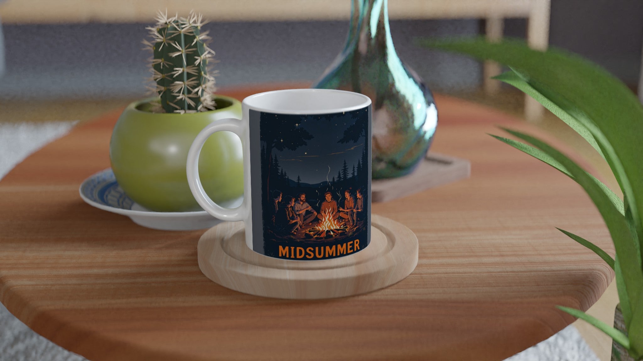 Winter Solstice Campfire Midsummer Coffee Tea Ceramic 11oz Mug Cerami Mug — detail view | Wild Thread Co