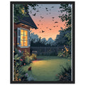 Garden At Dusk Bats Swallows Hedgehog Framed Print Wall Art Ready to — Framed Art Print | Wild Thread Co UK