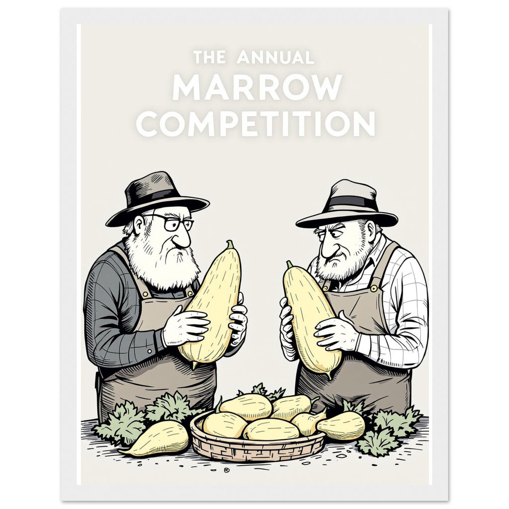 Allotment Marrow Competition Serious Framed Print Wall Art Ready to Framed Art Print — detail view | Wild Thread Co