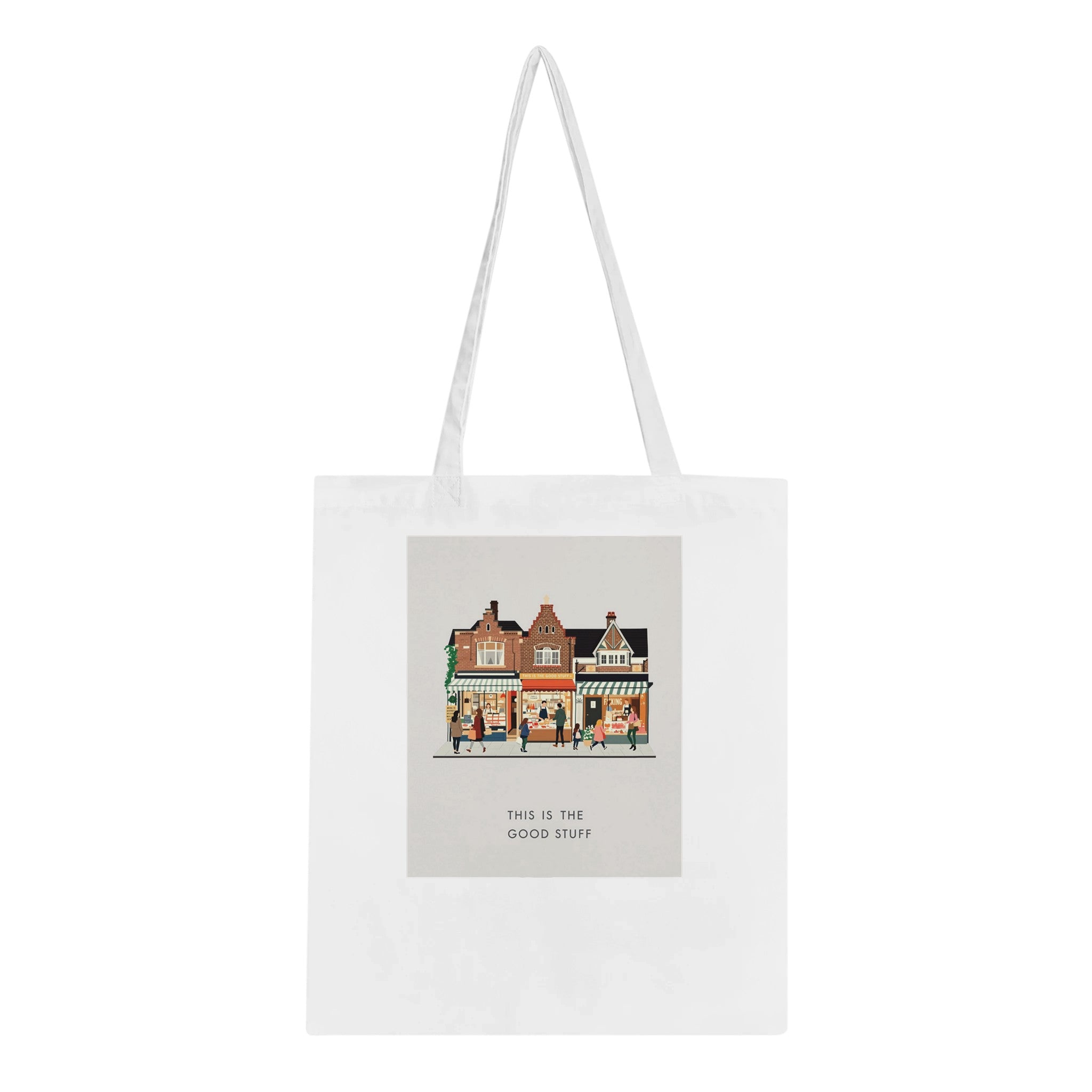 Yorkshire Market Town Saturday Morning Cotton Shopper UK Tote Bag — detail view | Wild Thread Co