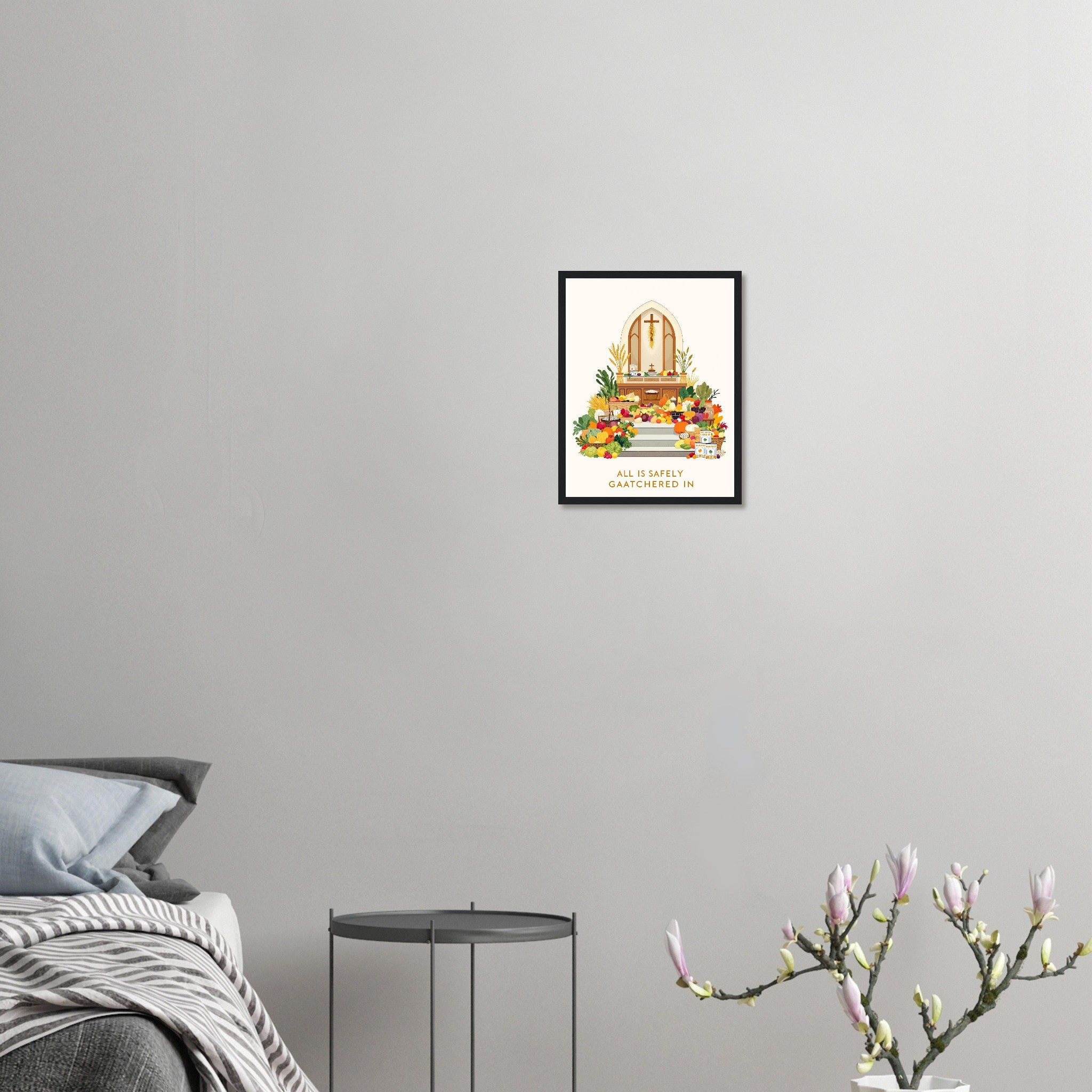 Harvest Festival Church Abundance Framed Print Wall Art Ready to Hang Framed Art Print — detail view | Wild Thread Co