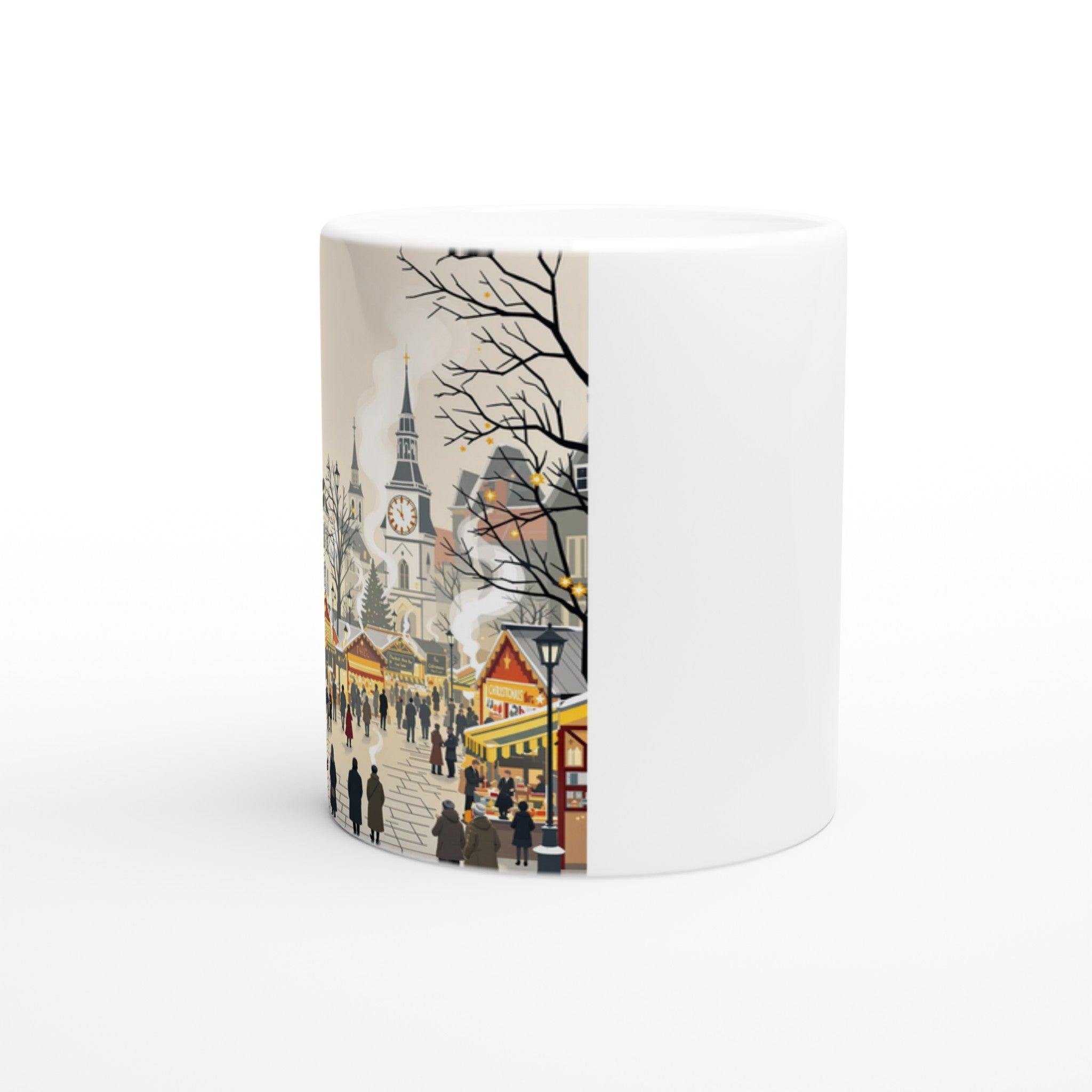 Victorian Christmas Market Coffee Tea Ceramic 11oz Mug — detail view | Wild Thread Co