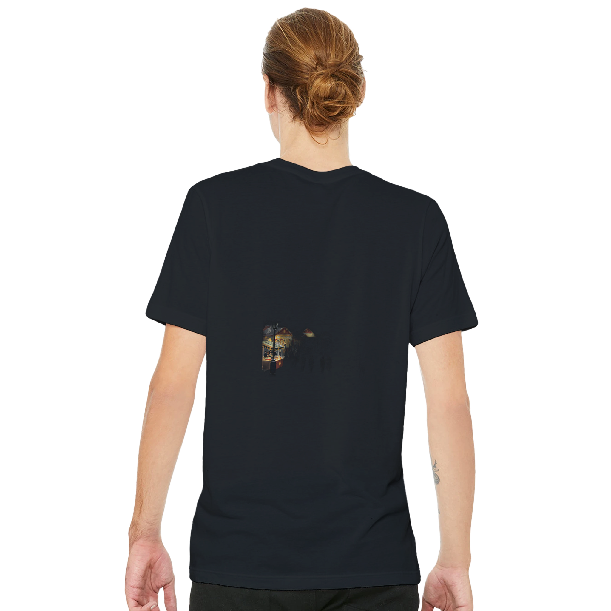 Christmas Market Lanterns Victorian T-Shirt Unisex Cotton Tee UK T-Shirt — detail view | Wild Thread Co