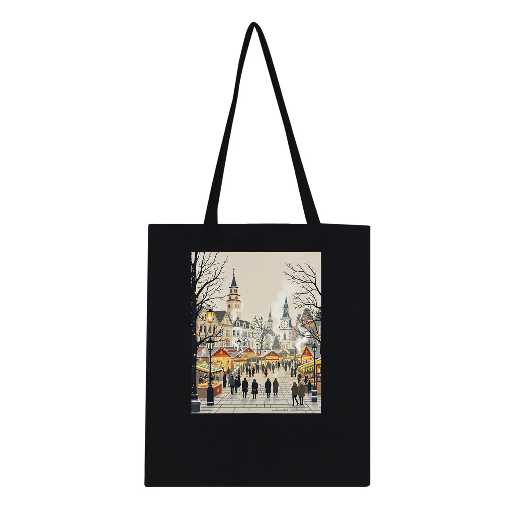 Christmas Market Lanterns Victorian Cotton Shopper UK Tote Bag — detail view | Wild Thread Co