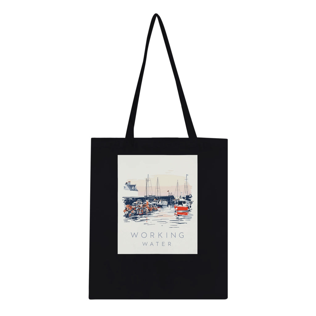 Fishing Village Lobster Pots Harbour Cotton Shopper UK Tote Bag U Tote Bag — detail view | Wild Thread Co
