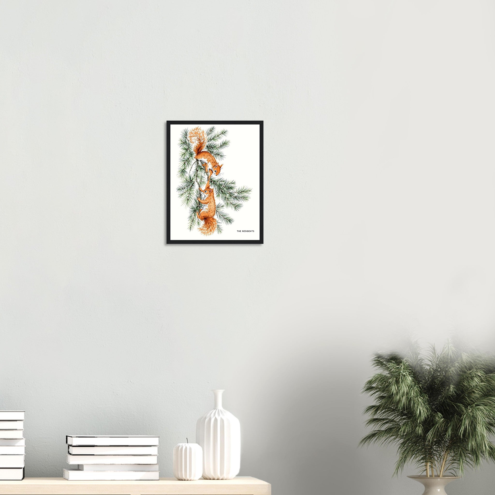 Red Squirrel Formby Pine Framed Print Wall Art Ready to Hang UK Framed Art Print — detail view | Wild Thread Co