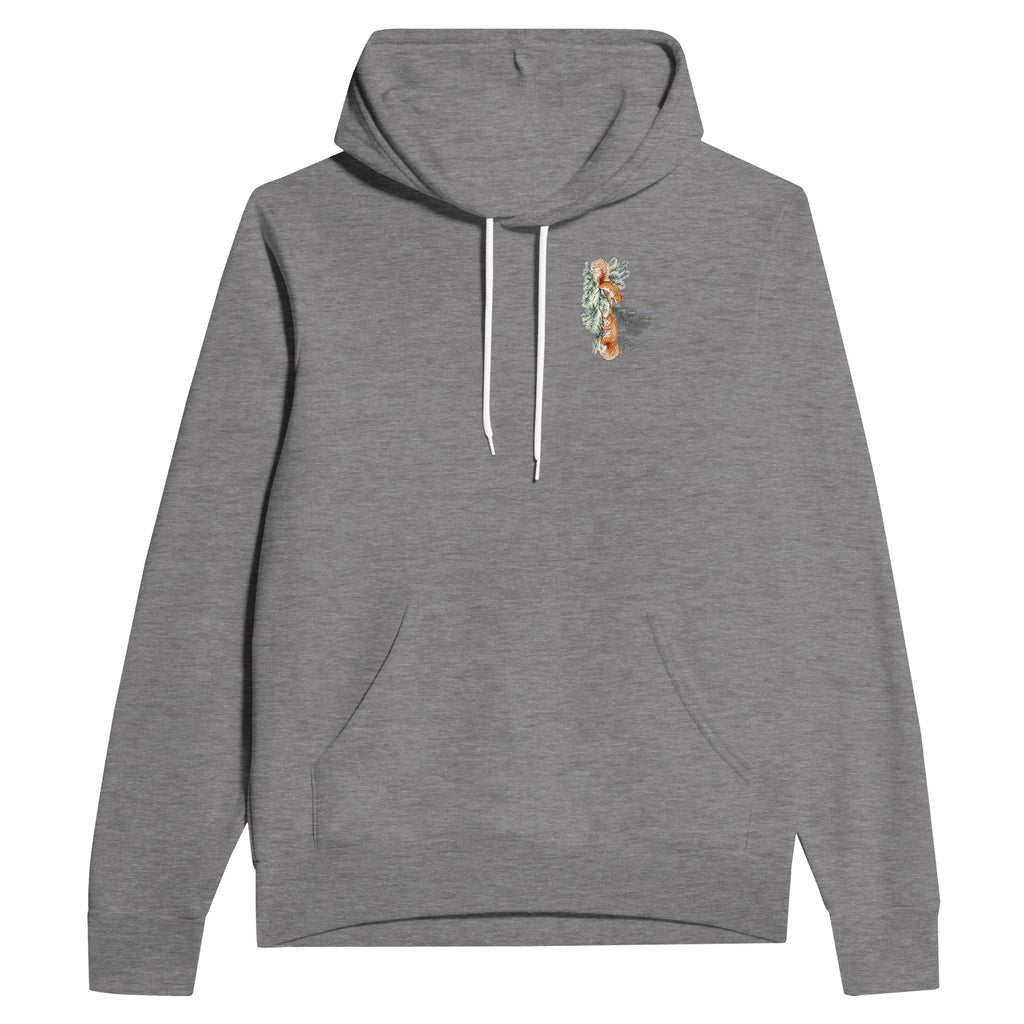 Red Squirrel Formby Pine Hoodie Pullover Unisex Cotton UK Hoodie — detail view | Wild Thread Co