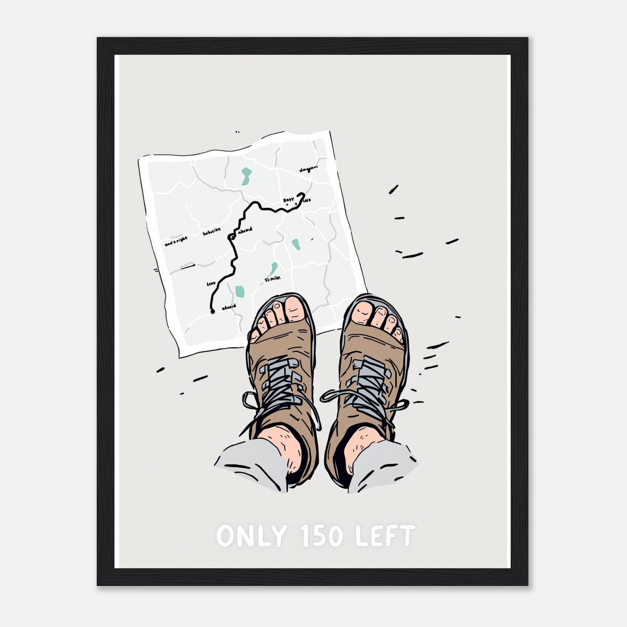 Long Distance Walker Blister Humour Framed Print Wall Art Ready to Framed Art Print — detail view | Wild Thread Co