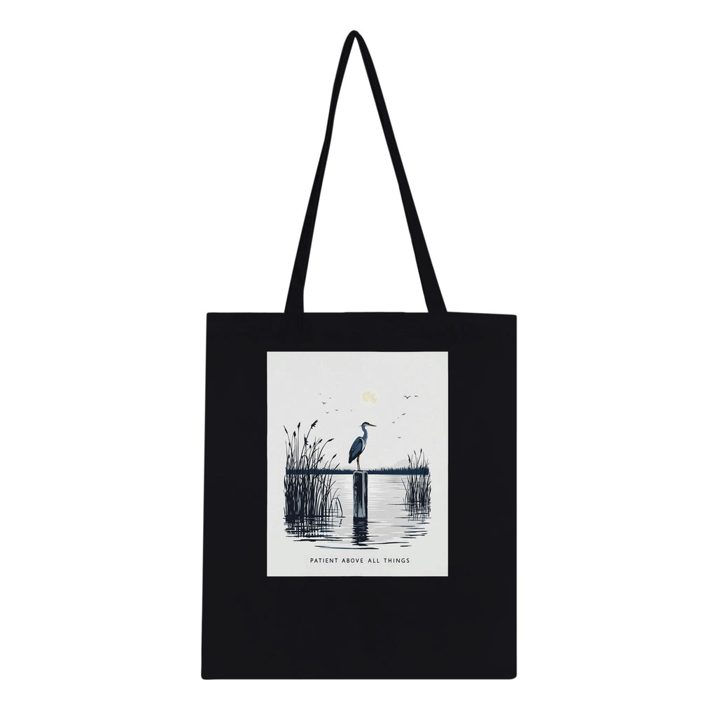 Night Heron Estuary Moonlight Cotton Shopper UK Tote Bag — detail view | Wild Thread Co
