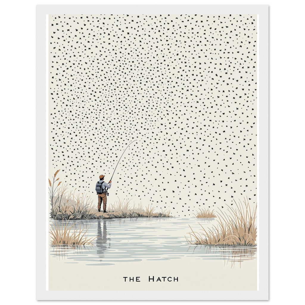 Chalk Stream Trout Rising Mayfly Framed Print Wall Art Ready to Hang Framed Art Print — detail view | Wild Thread Co