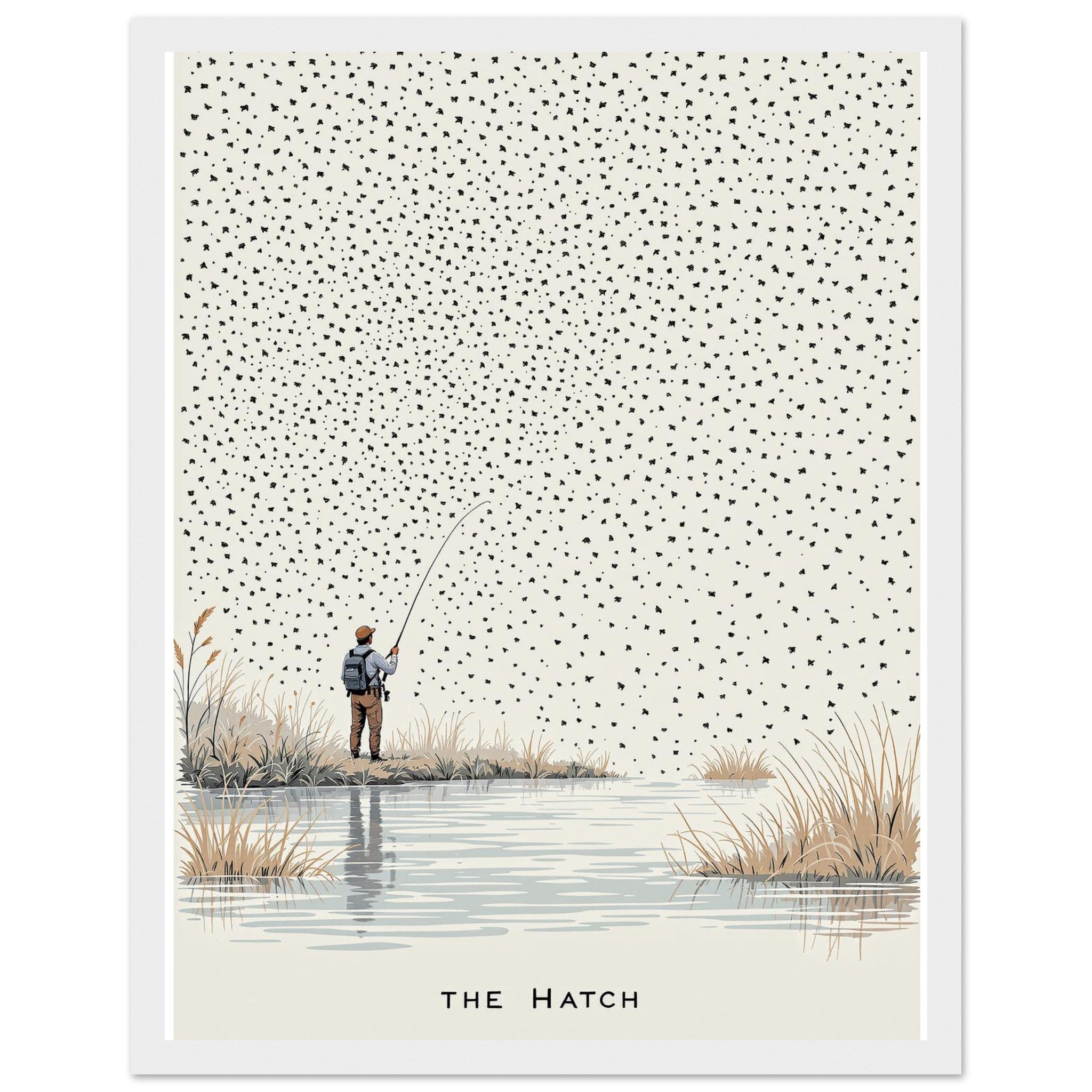 Chalk Stream Trout Rising Mayfly Framed Print Wall Art Ready to Hang Framed Art Print — detail view | Wild Thread Co