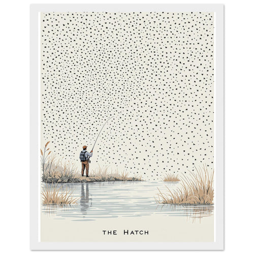 Chalk Stream Trout Rising Mayfly Framed Print Wall Art Ready to Hang Framed Art Print — detail view | Wild Thread Co