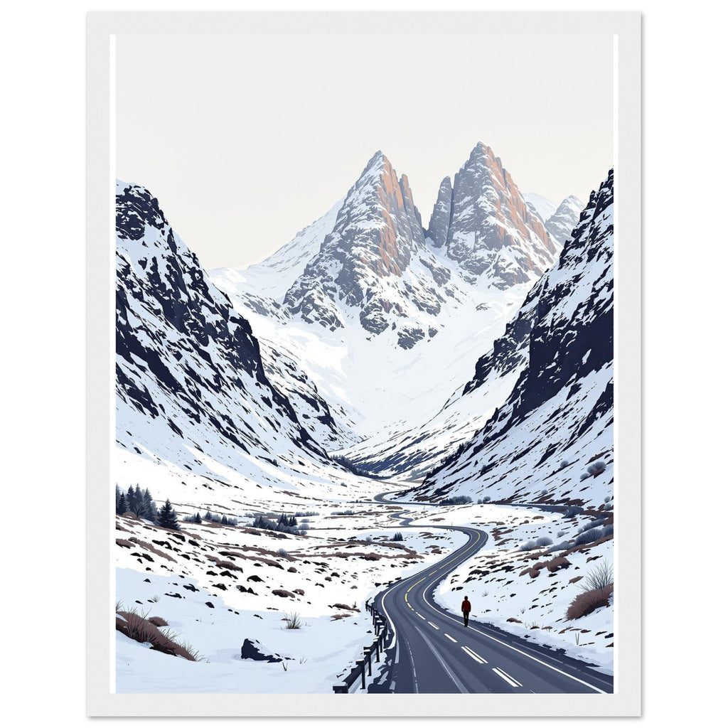 Glencoe Winter Snow Epic Framed Print Wall Art Ready to Hang UK Framed Art Print — detail view | Wild Thread Co