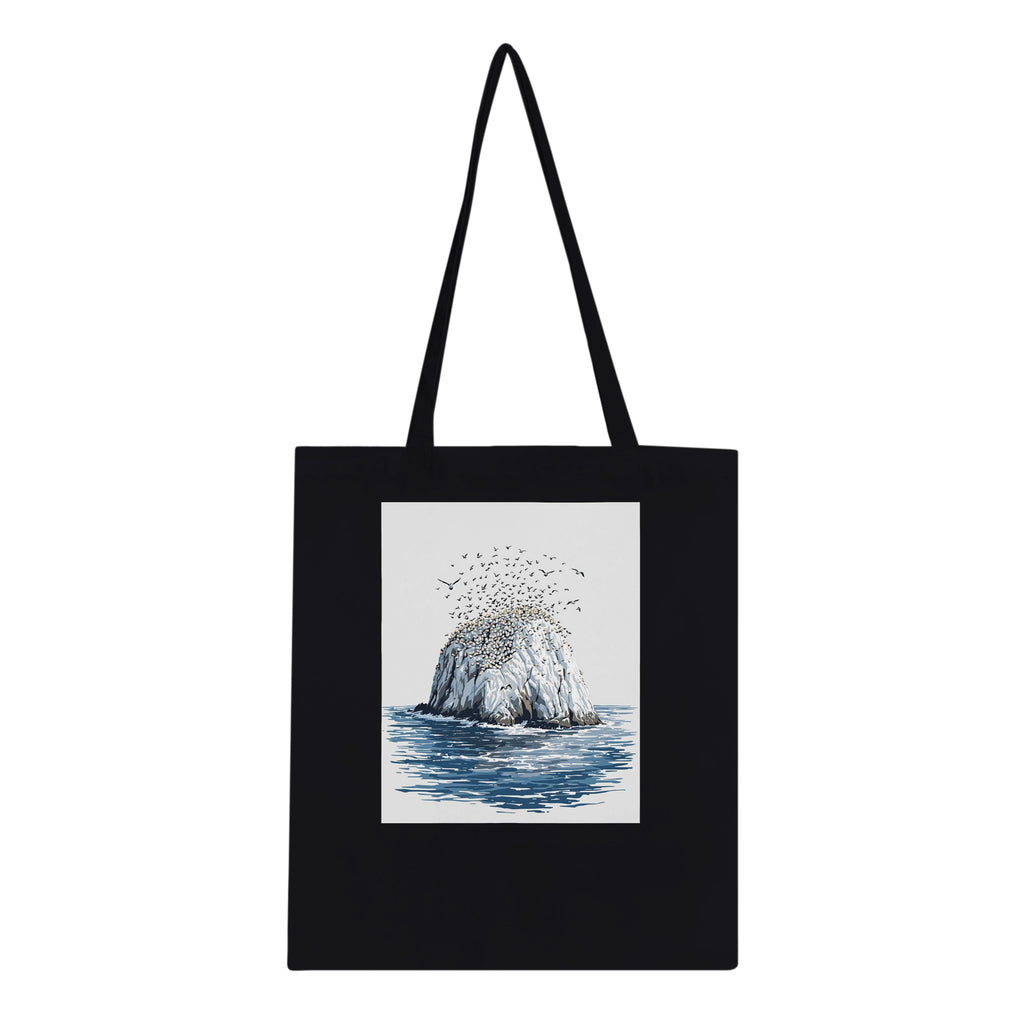 Gannet Colony Bass Rock Cotton Shopper UK Tote Bag UK Gift Tote Bag — detail view | Wild Thread Co