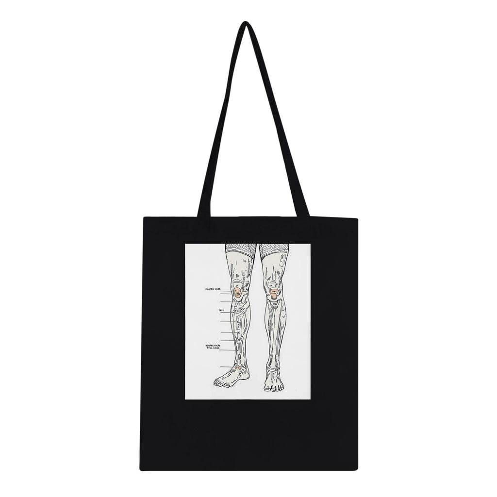 Fell Runner Body Horror Humour Tote Bag Cotton Shopper UK Tote Bag — detail view | Wild Thread Co