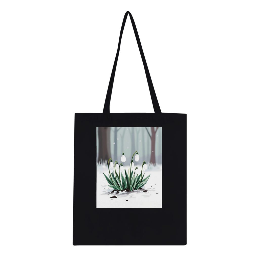 Snowdrop February First Flowers Cotton Shopper UK Tote Bag — detail view | Wild Thread Co
