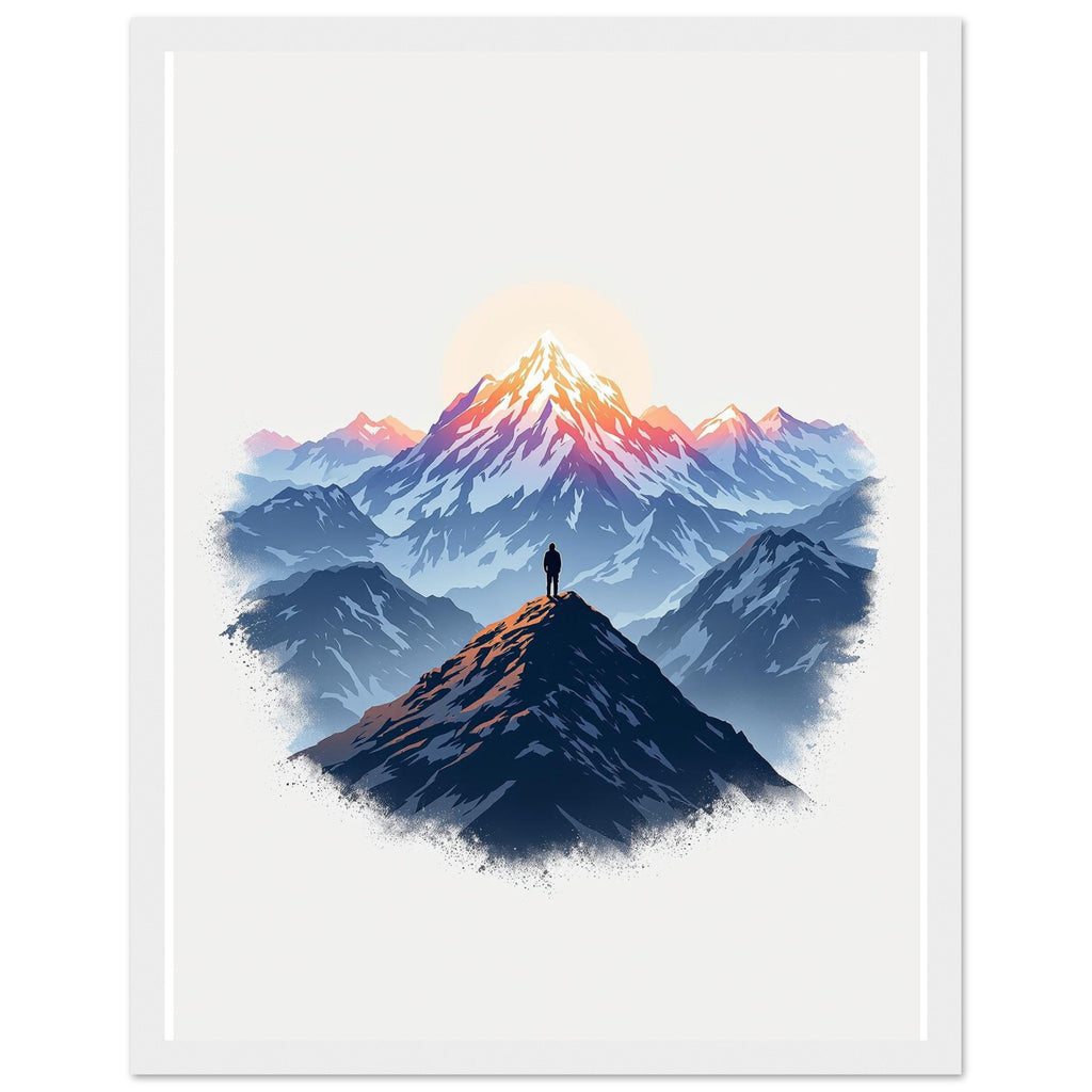 New Day Mountain Light Alpenglow Framed Print Wall Art Ready to Hang Framed Art Print — detail view | Wild Thread Co