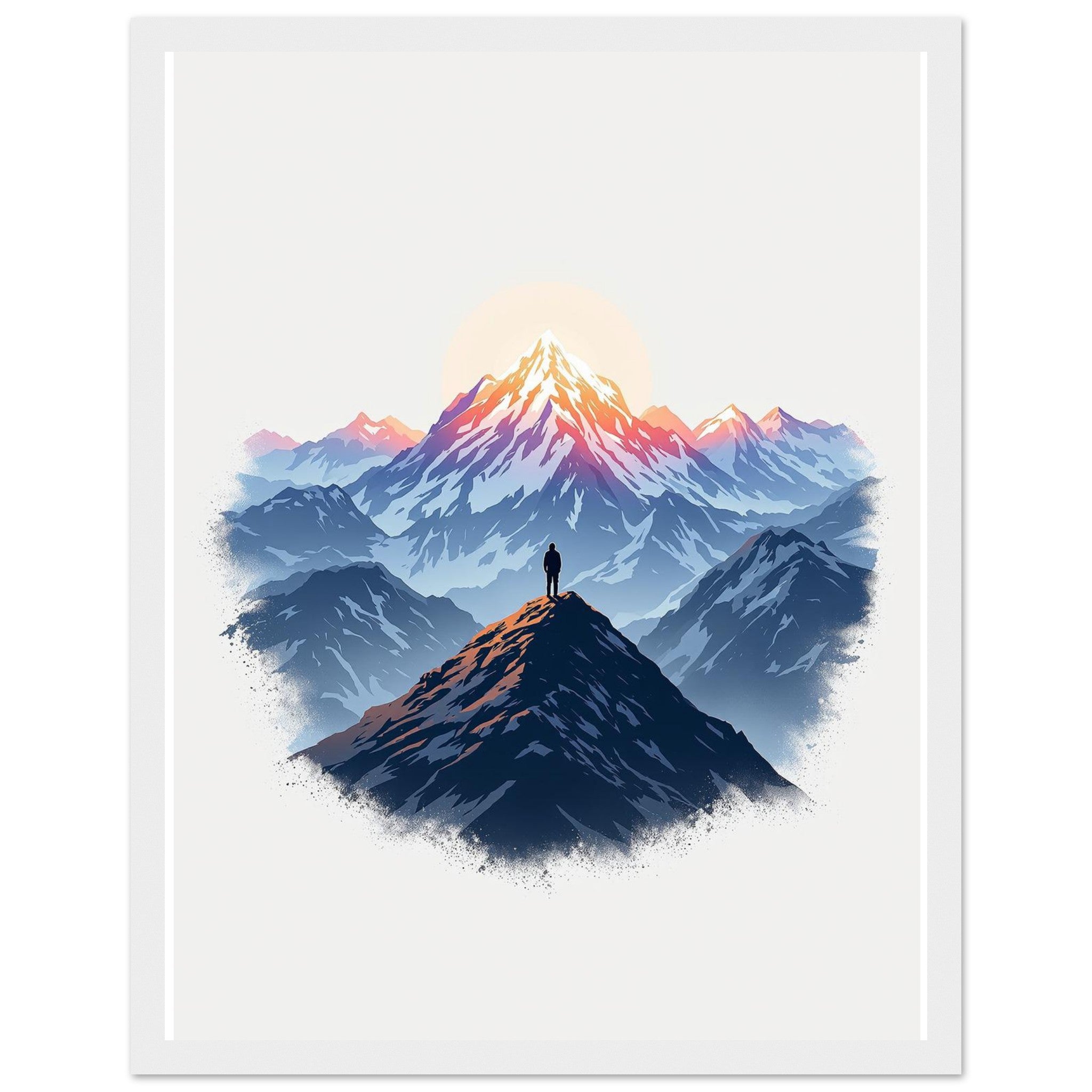 New Day Mountain Light Alpenglow Framed Print Wall Art Ready to Hang Framed Art Print — detail view | Wild Thread Co