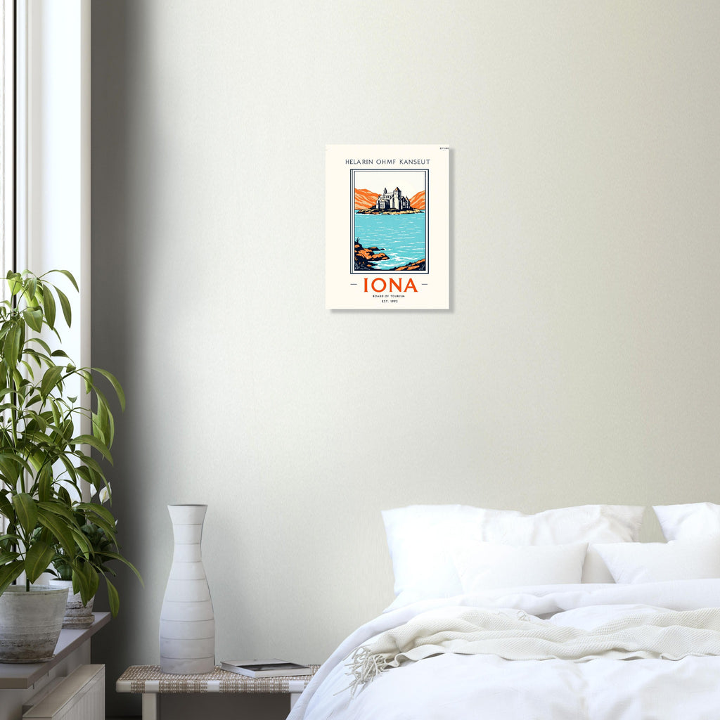 Iona Vintage Travel Poster Art Print — detail view | Wild Thread Co