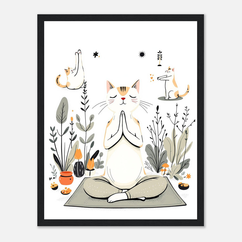 Cat Yoga Poses Art Framed Print Wall Art Ready to Hang UK — Framed Art Print | Wild Thread Co