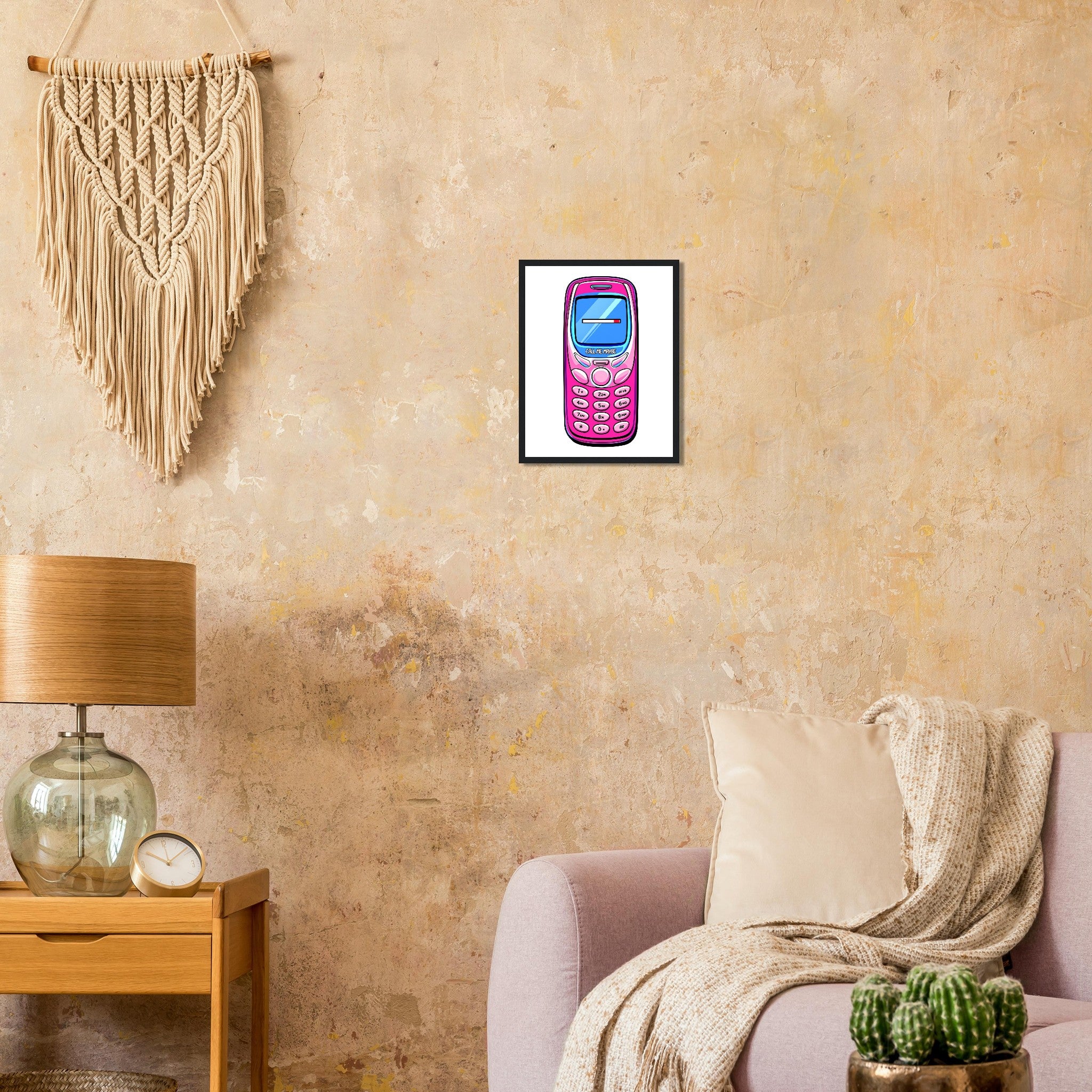 Y2k Flip Phone Nostalgia Framed Art Print — detail view | Wild Thread Co