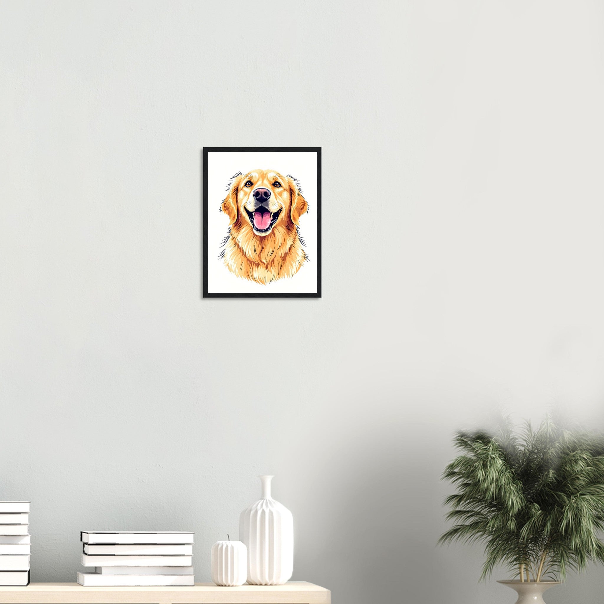 Golden Retriever Smile Framed Print Wall Art Ready to Hang UK Framed Art Print — detail view | Wild Thread Co