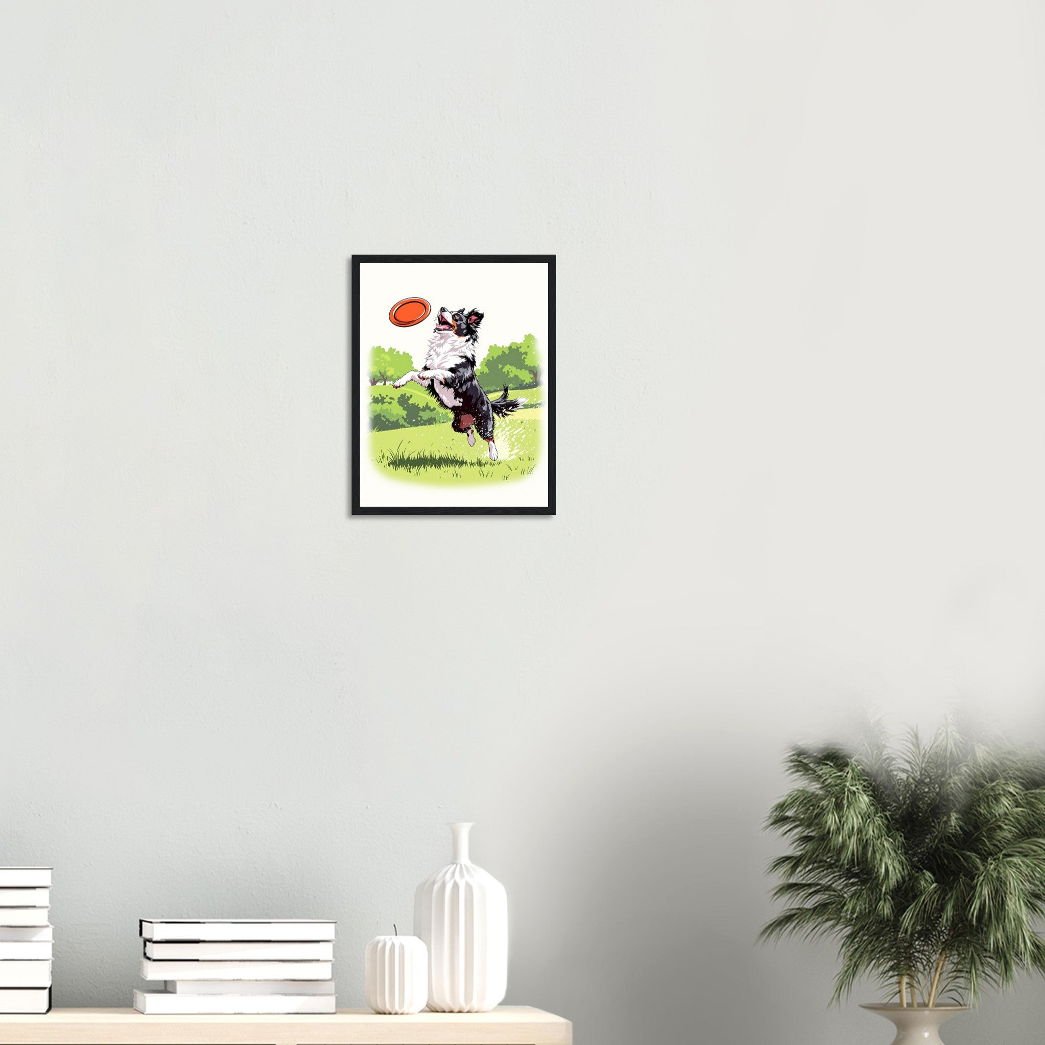 Border Collie Action Wall Art Ready to Hang UK Framed Print Ha Framed Art Print — detail view | Wild Thread Co