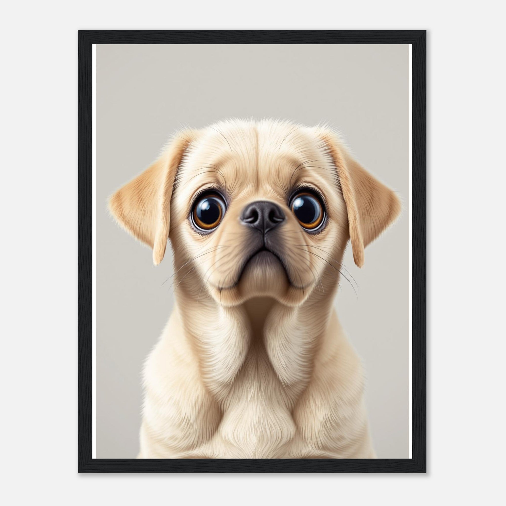 Labrador Puppy Eyes Wall Art Ready to Hang UK Framed Print Han Framed Art Print — detail view | Wild Thread Co