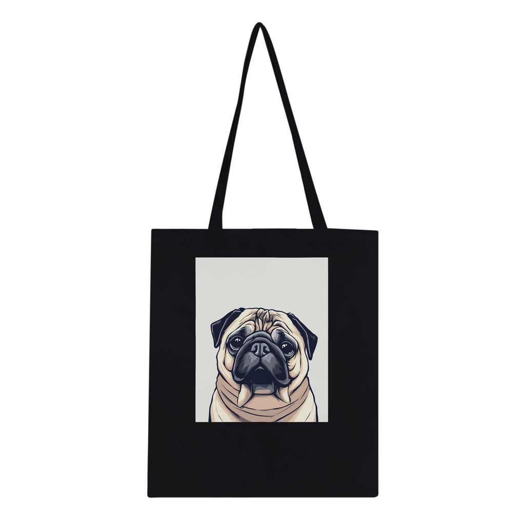 Pug Life Cotton Shopper UK Tote Bag — detail view | Wild Thread Co