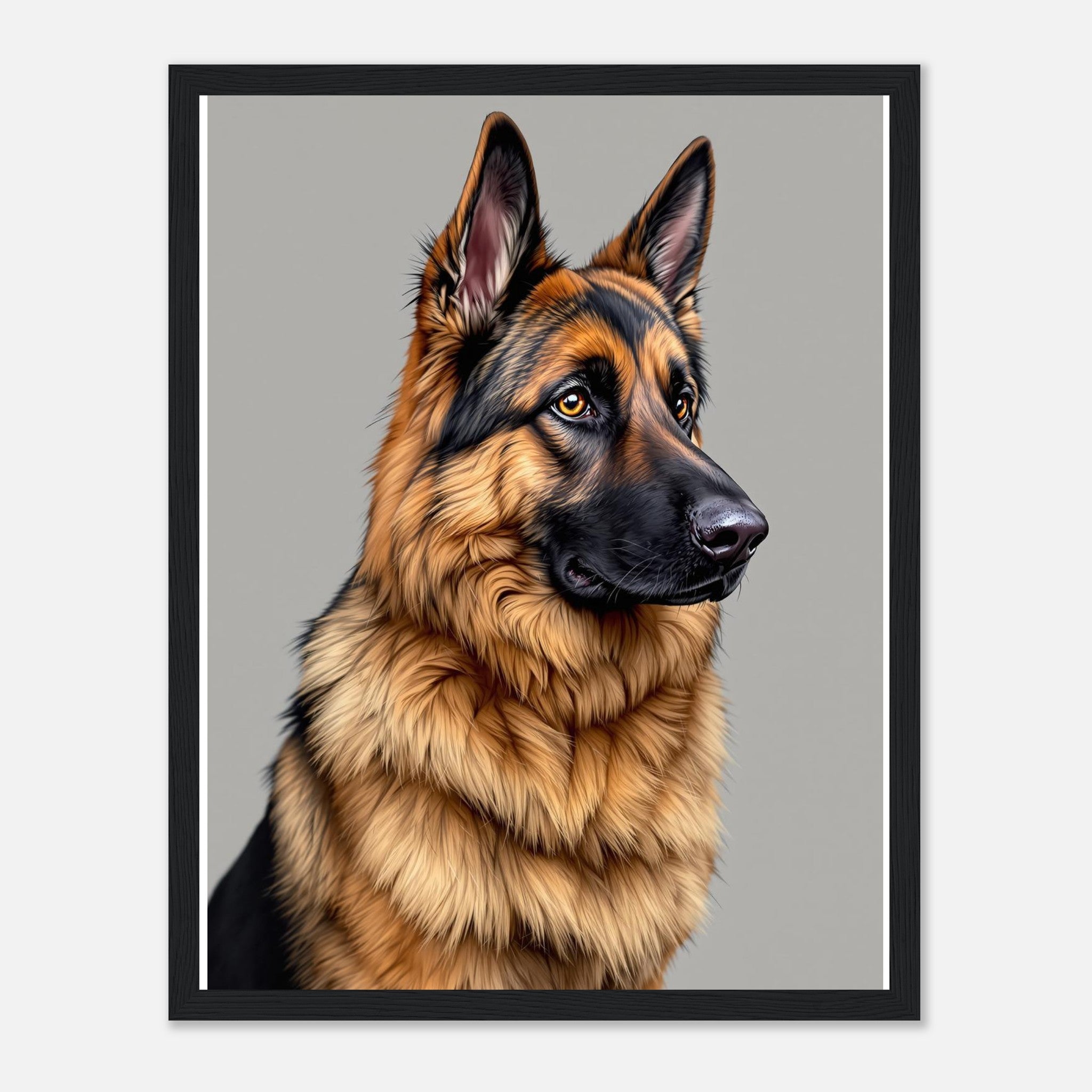 German Shepherd Noble Framed Print Wall Art Ready to Hang UK Framed Art Print — detail view | Wild Thread Co