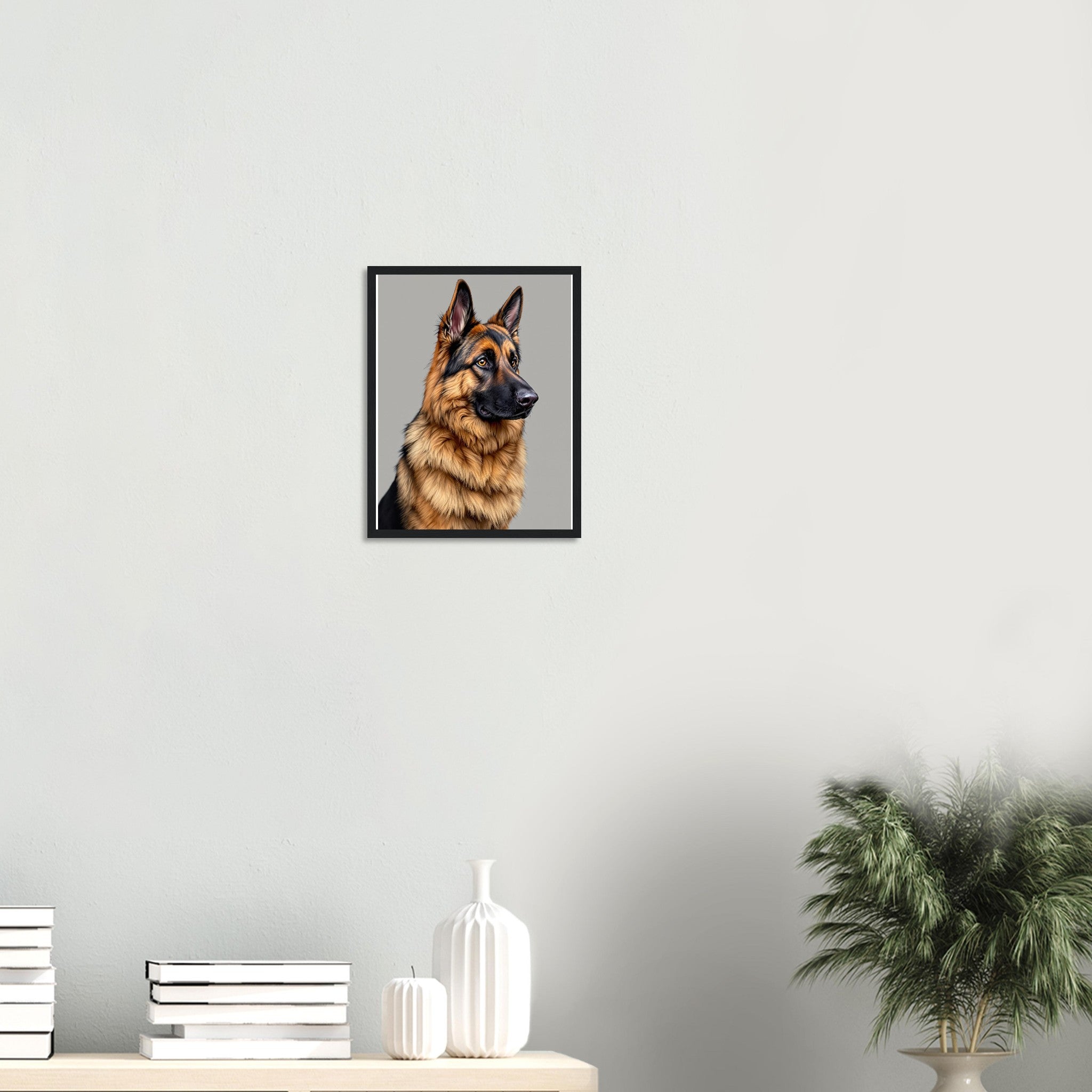 German Shepherd Noble Framed Print Wall Art Ready to Hang UK Framed Art Print — detail view | Wild Thread Co
