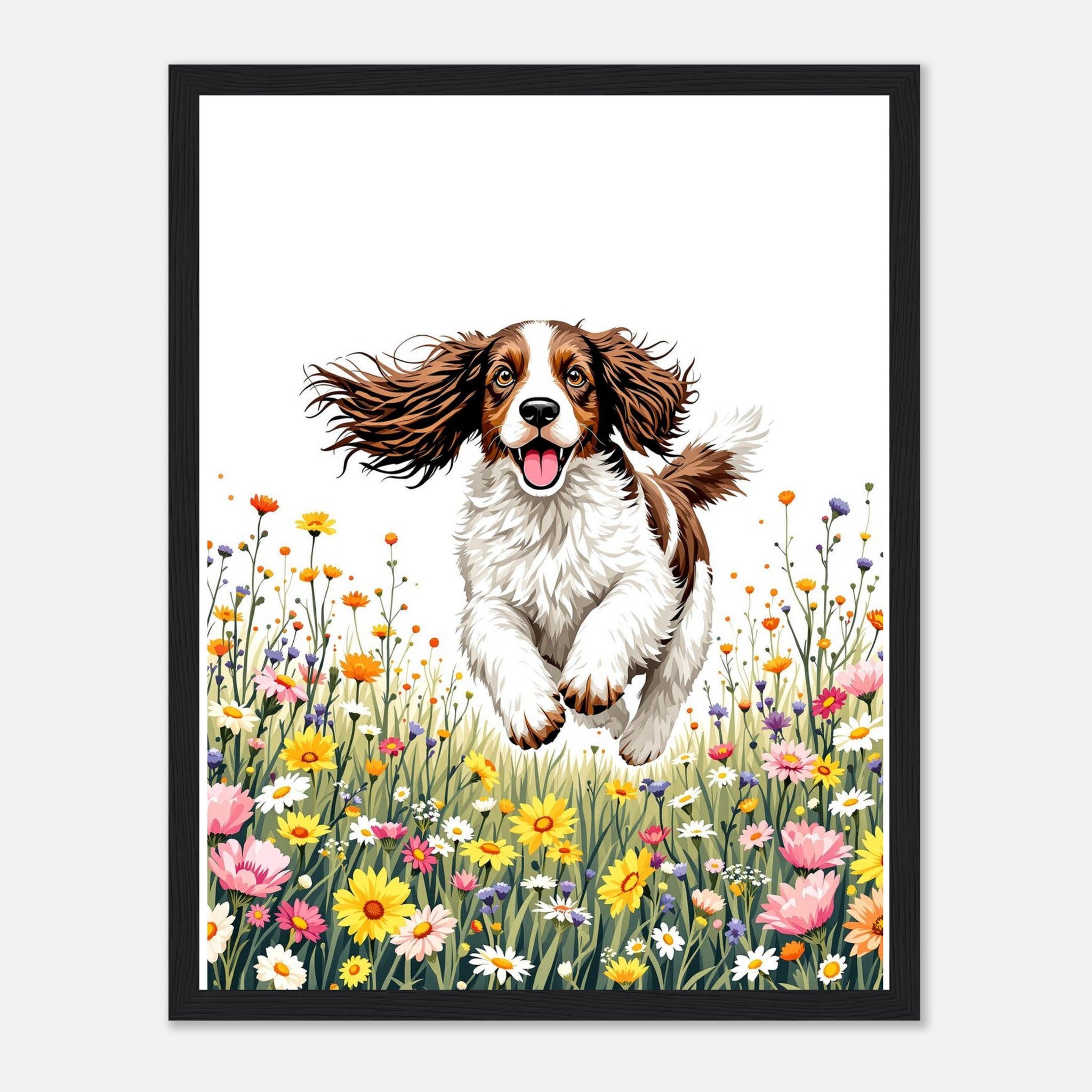 Cocker Spaniel Field Framed Print Wall Art Ready to Hang UK Framed Art Print — detail view | Wild Thread Co