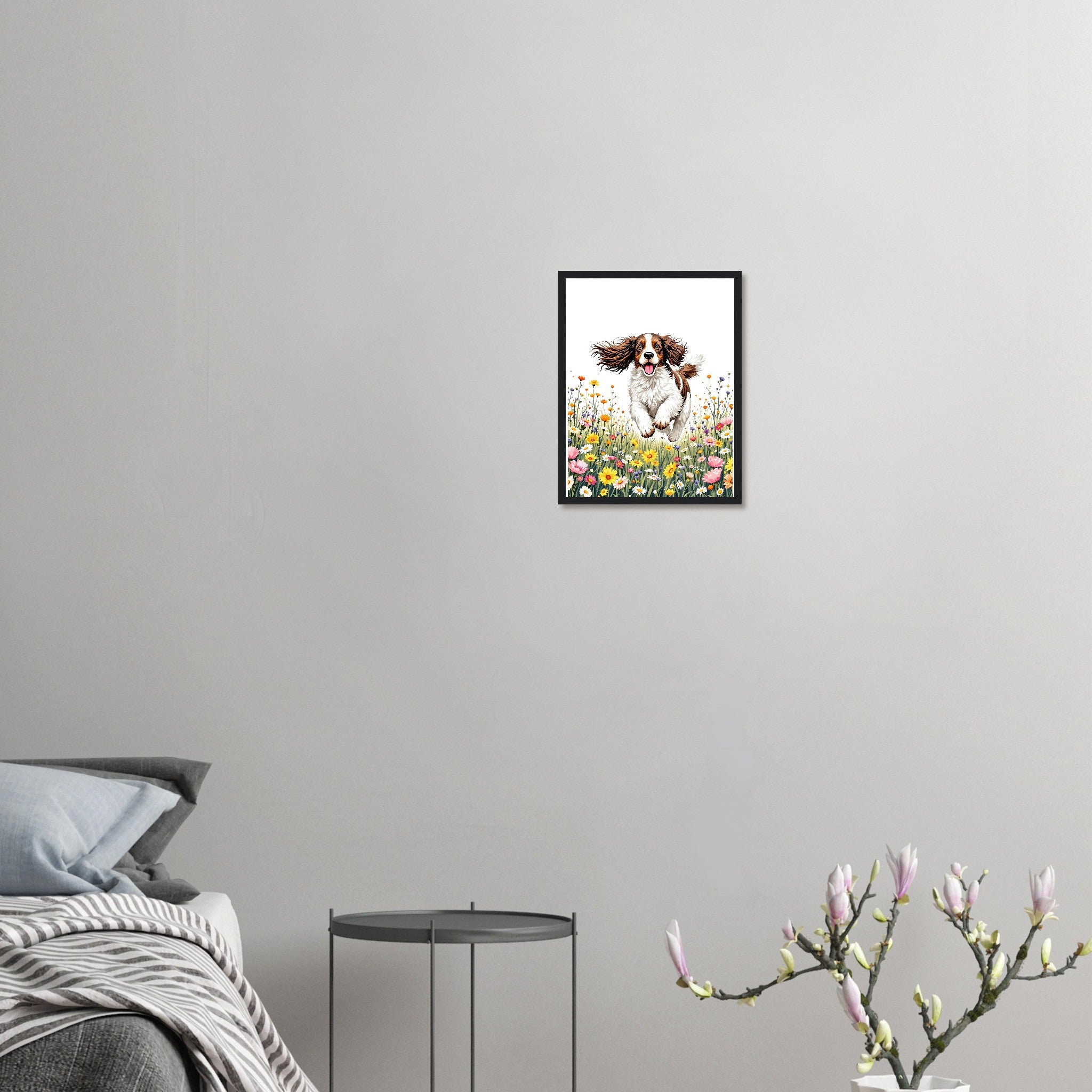 Cocker Spaniel Field Framed Print Wall Art Ready to Hang UK Framed Art Print — detail view | Wild Thread Co