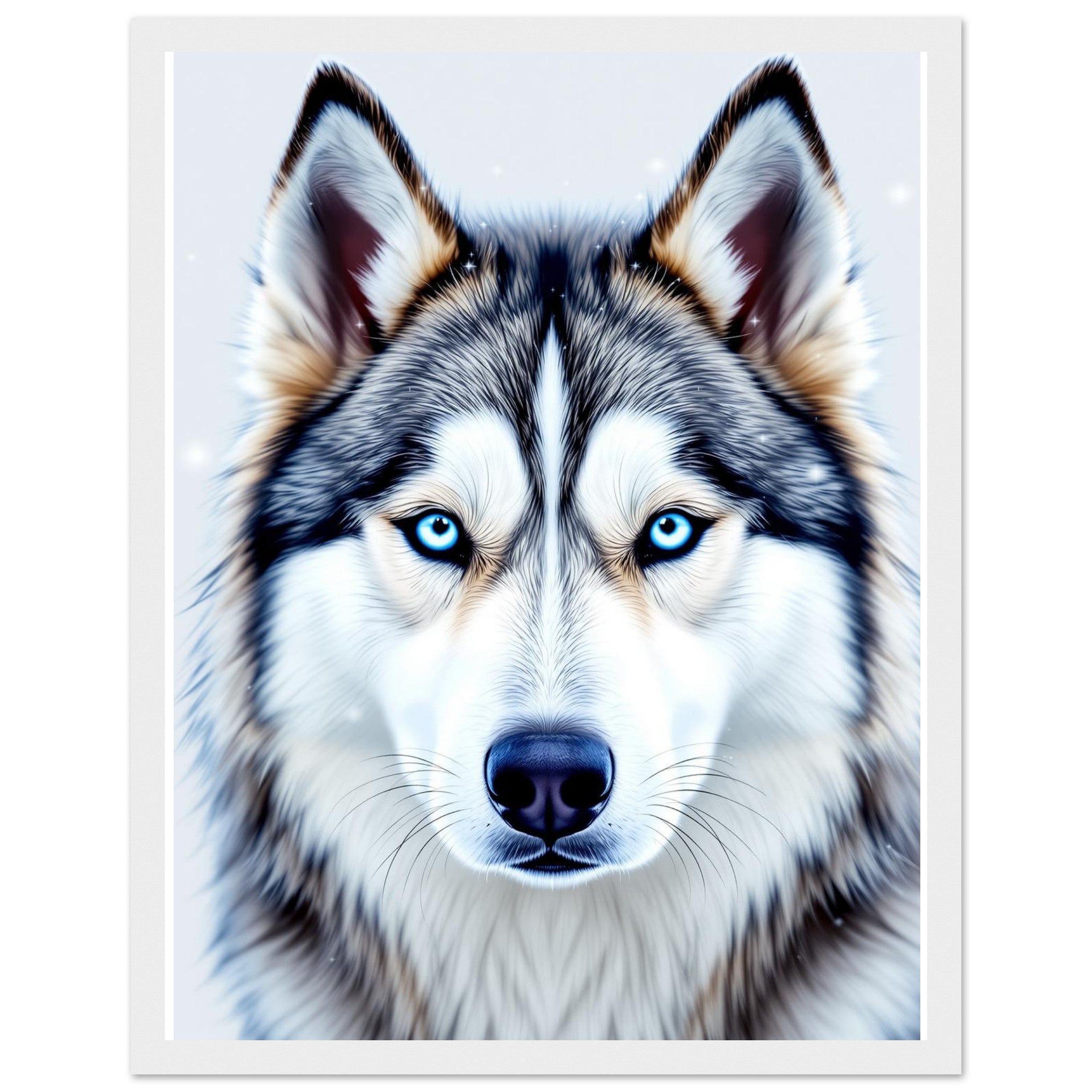 Husky Blue Eyes Wall Art Ready to Hang UK Framed Art Print — detail view | Wild Thread Co